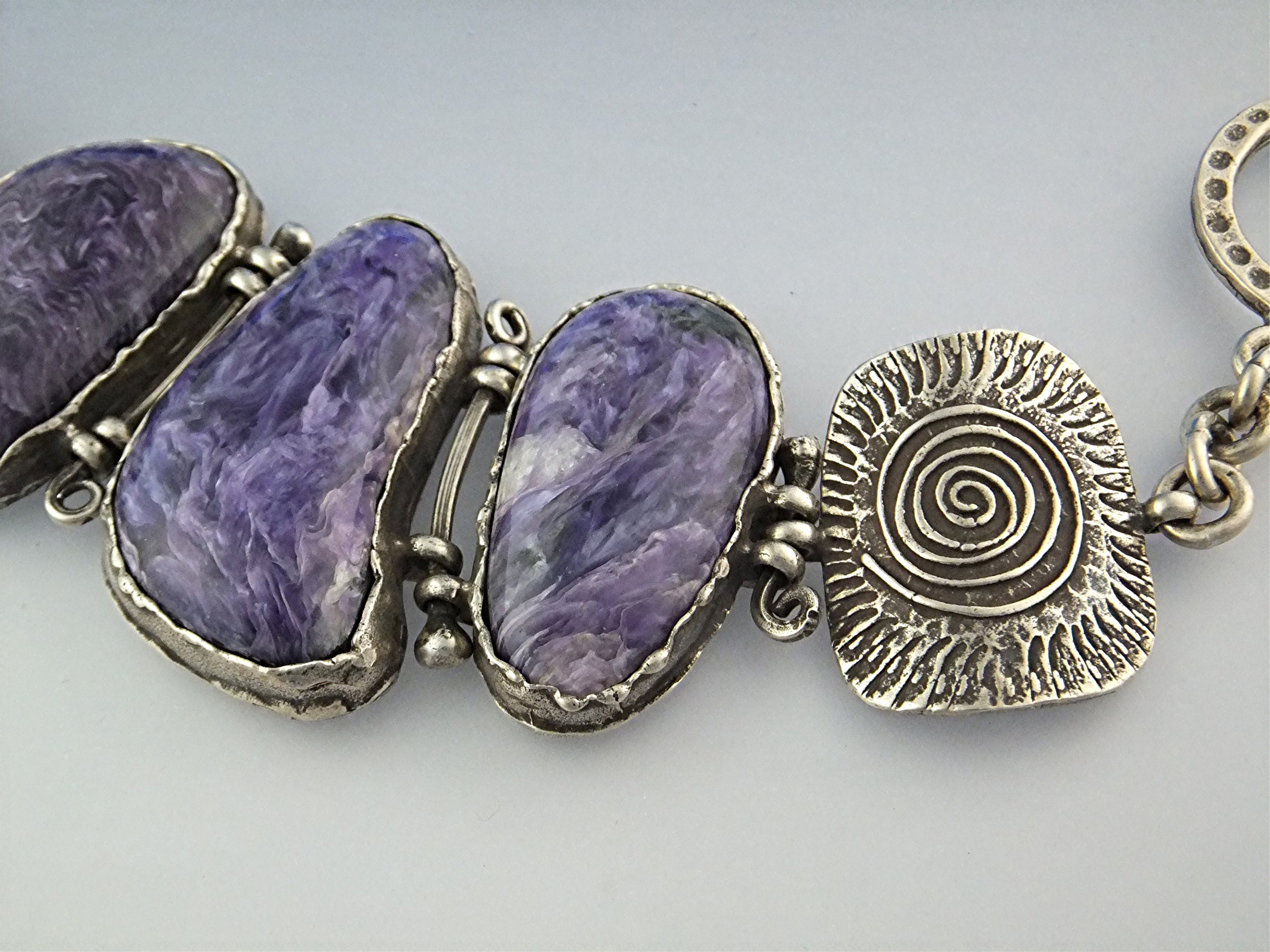 David Troutman  Sterling Silver Charoite Bracelet