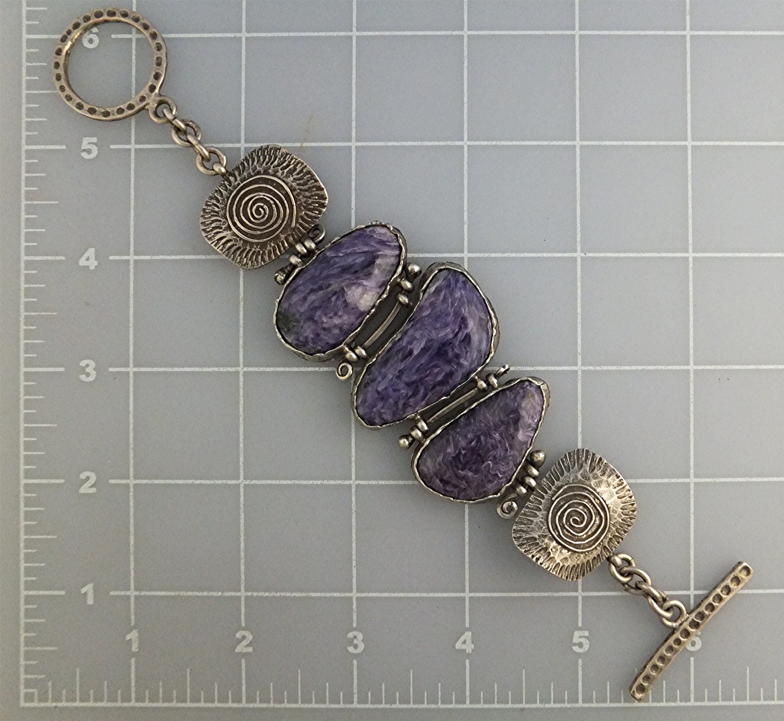 David Troutman  Sterling Silver Charoite Bracelet