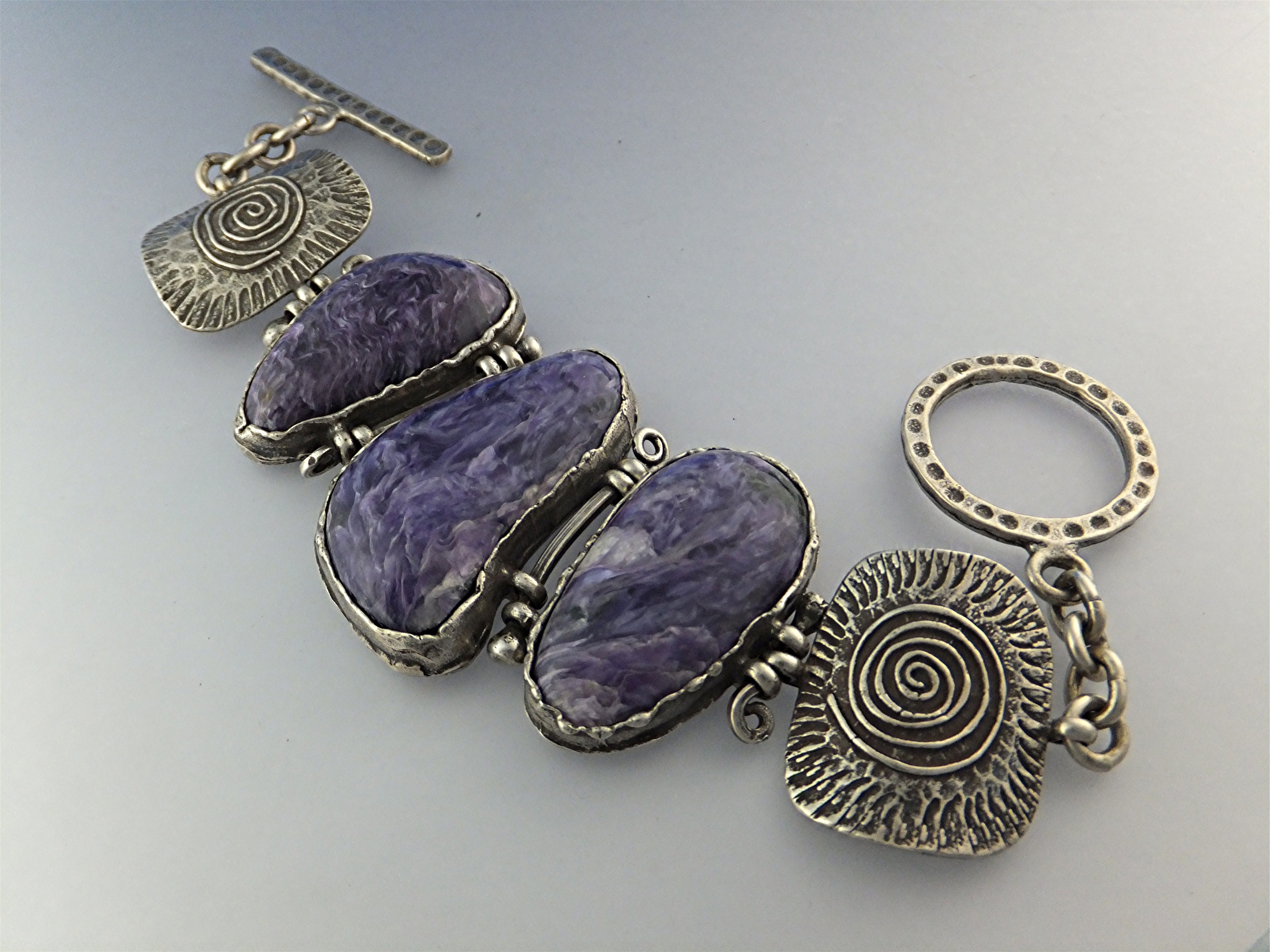 David Troutman Sterling Silver Charoite Bracelet