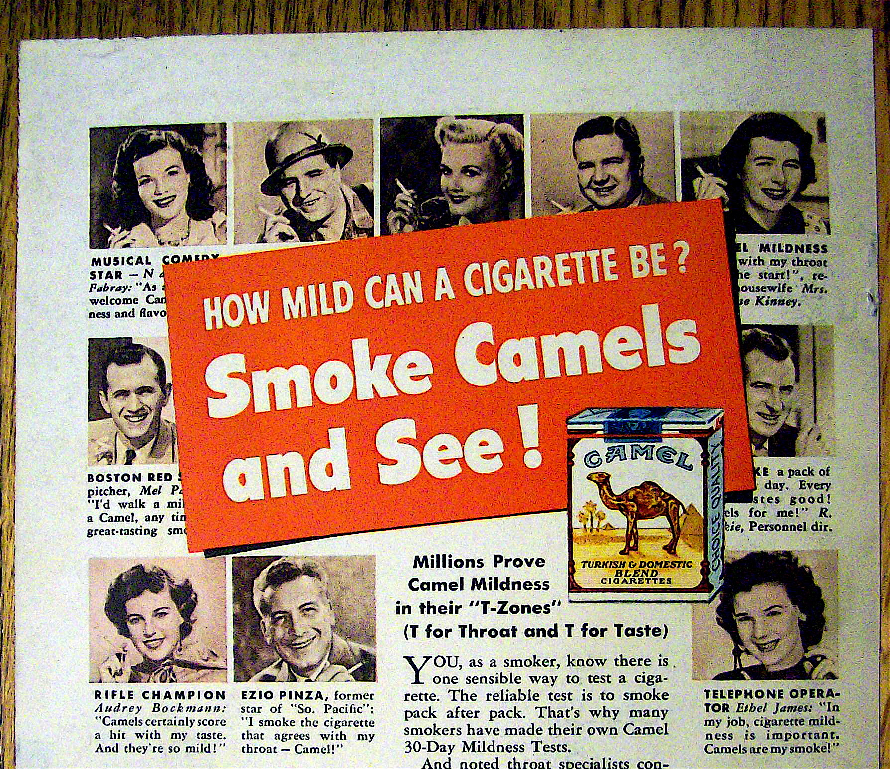1950 Camel Cigarettes with Pinza, Piazza, Fabray & More