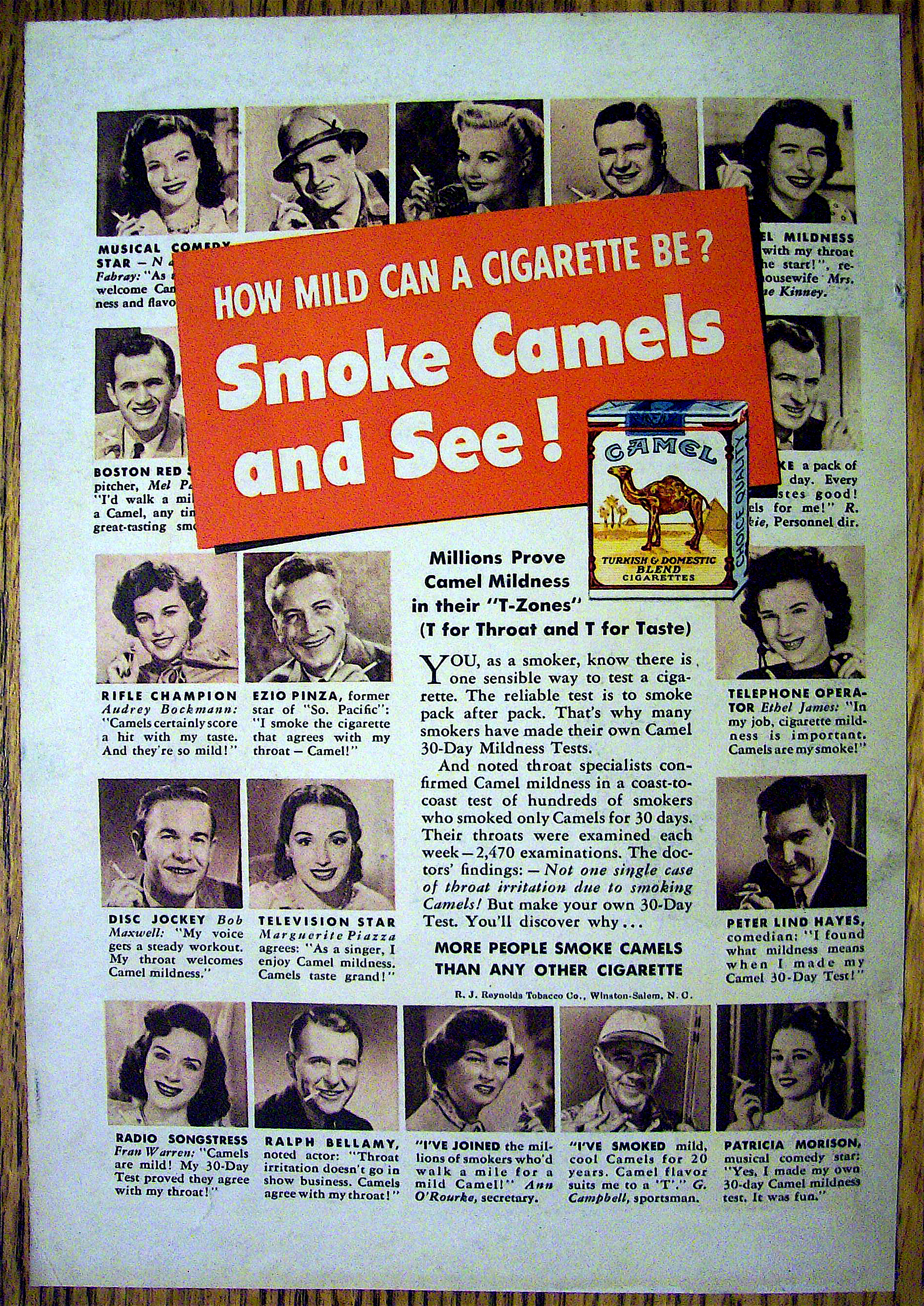 1950 Camel Cigarettes with Pinza, Piazza, Fabray & More