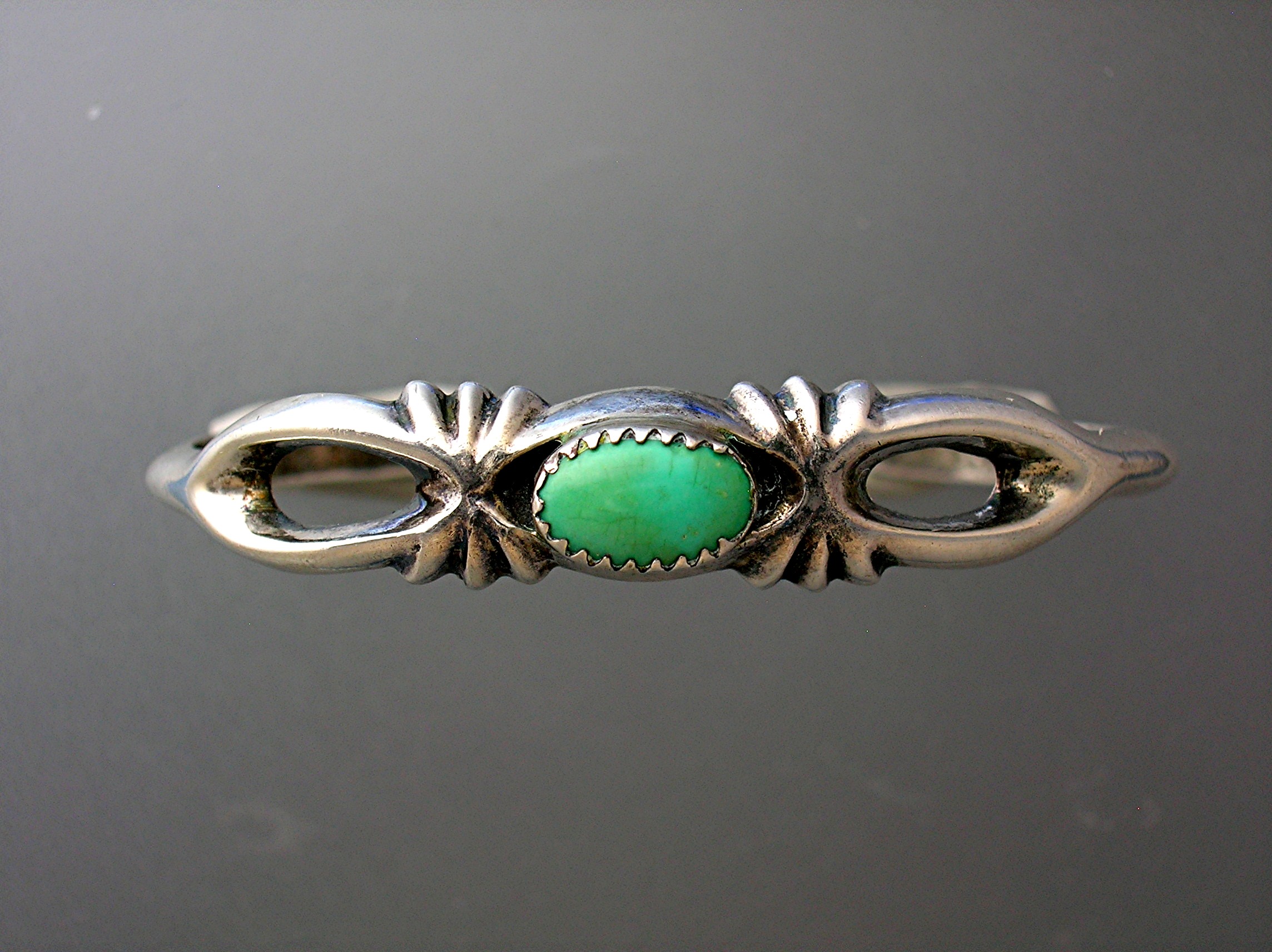 Sterling Silver Green Turquoise Sand Cast Cuff Bracelet
