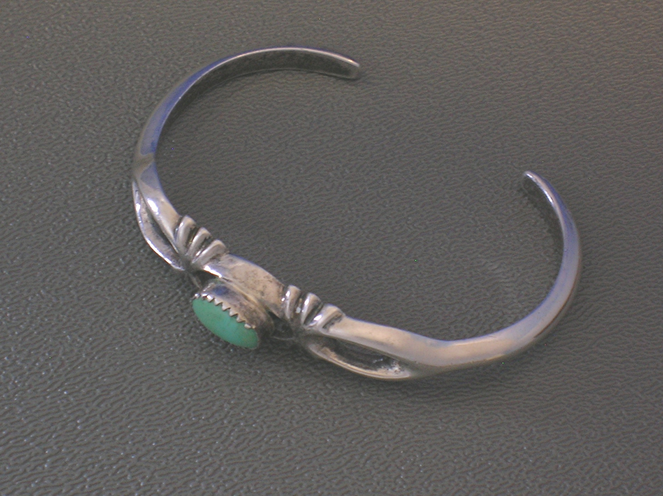 Sterling Silver Green Turquoise Sand Cast Cuff Bracelet