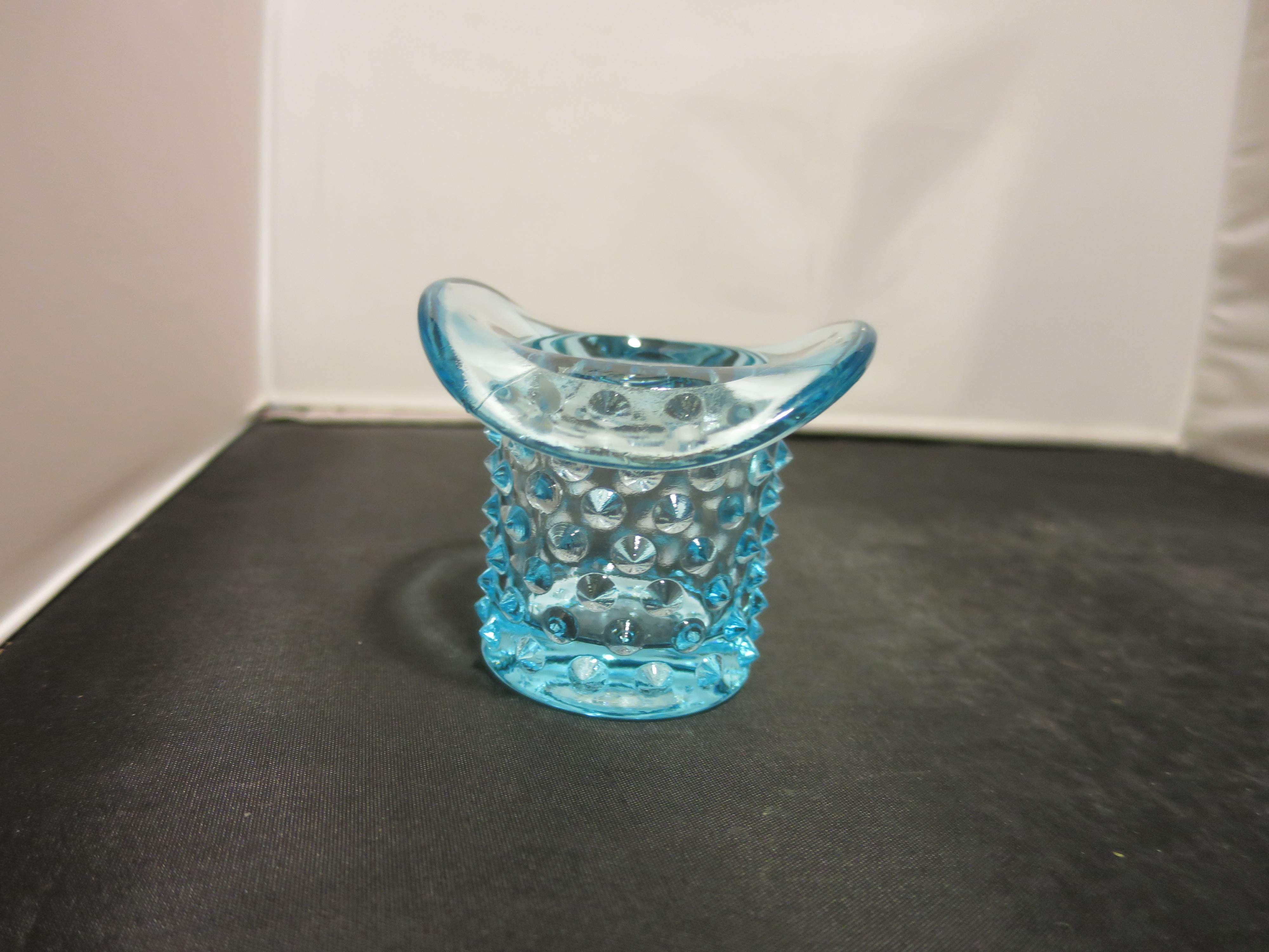 Fenton Art Glass Blue Hobnail Top Hat light aqua blue
