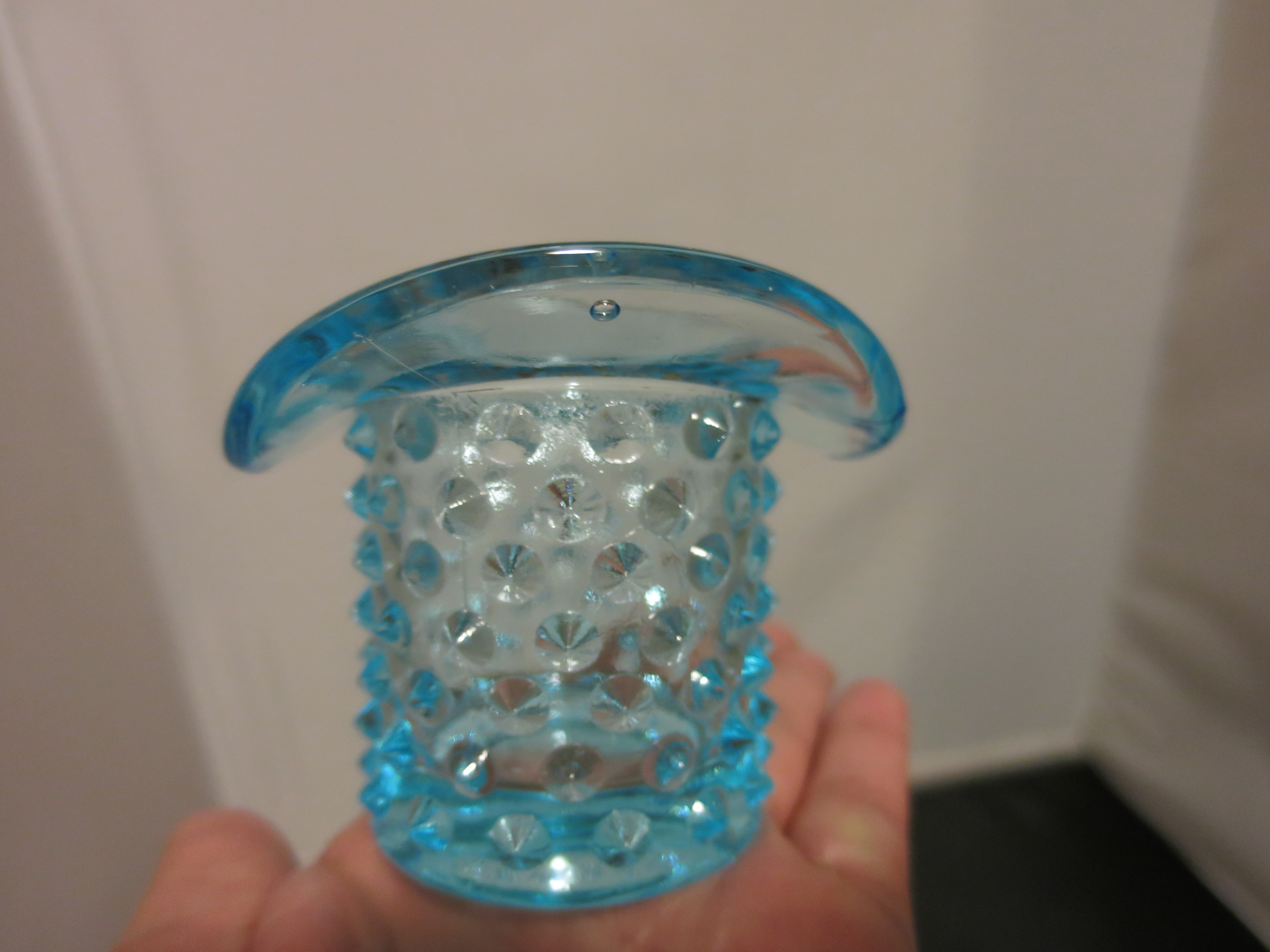 Fenton Art Glass Blue Hobnail Top Hat light aqua blue