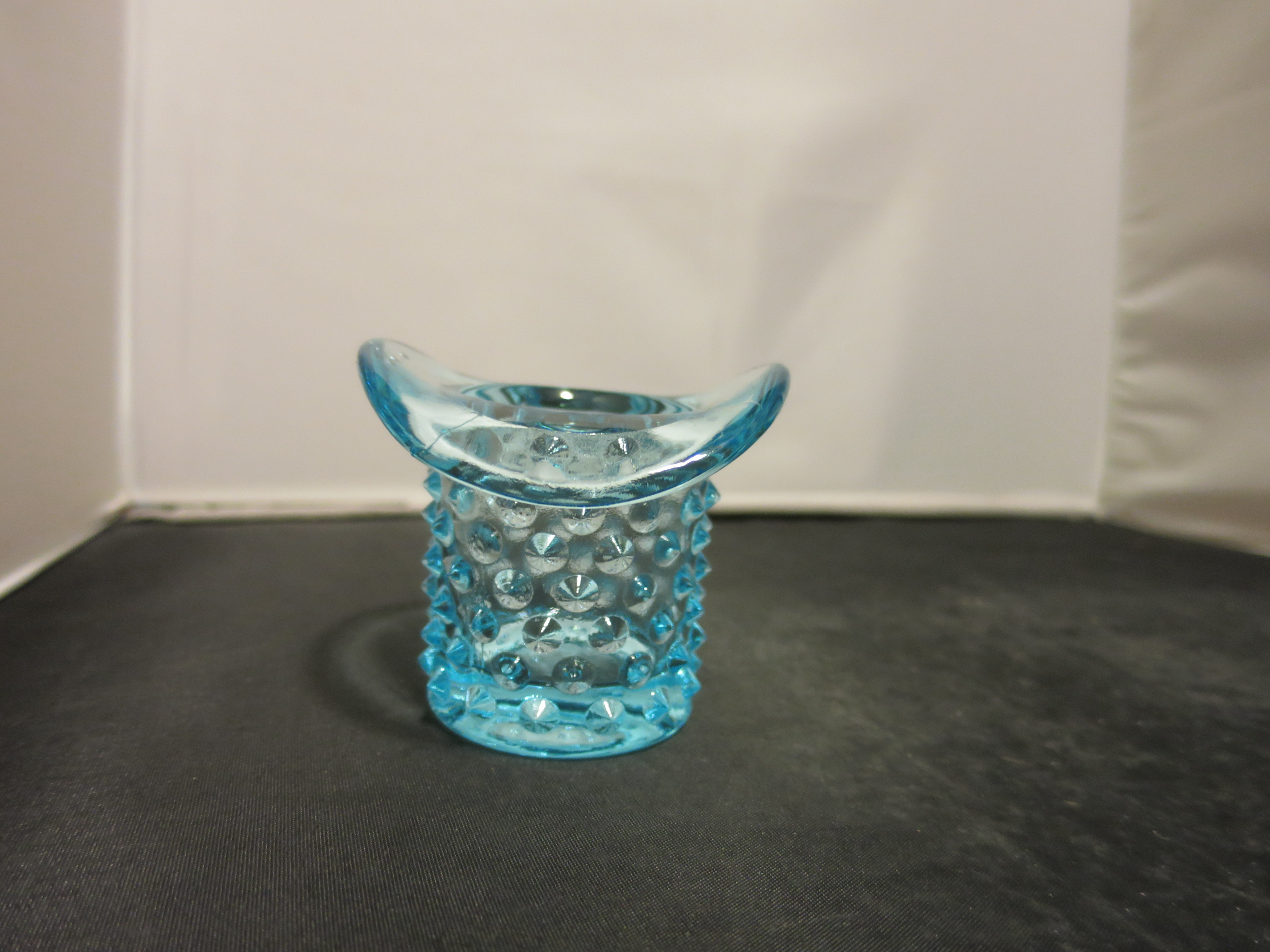 Fenton Art Glass Blue Hobnail Top Hat light aqua blue