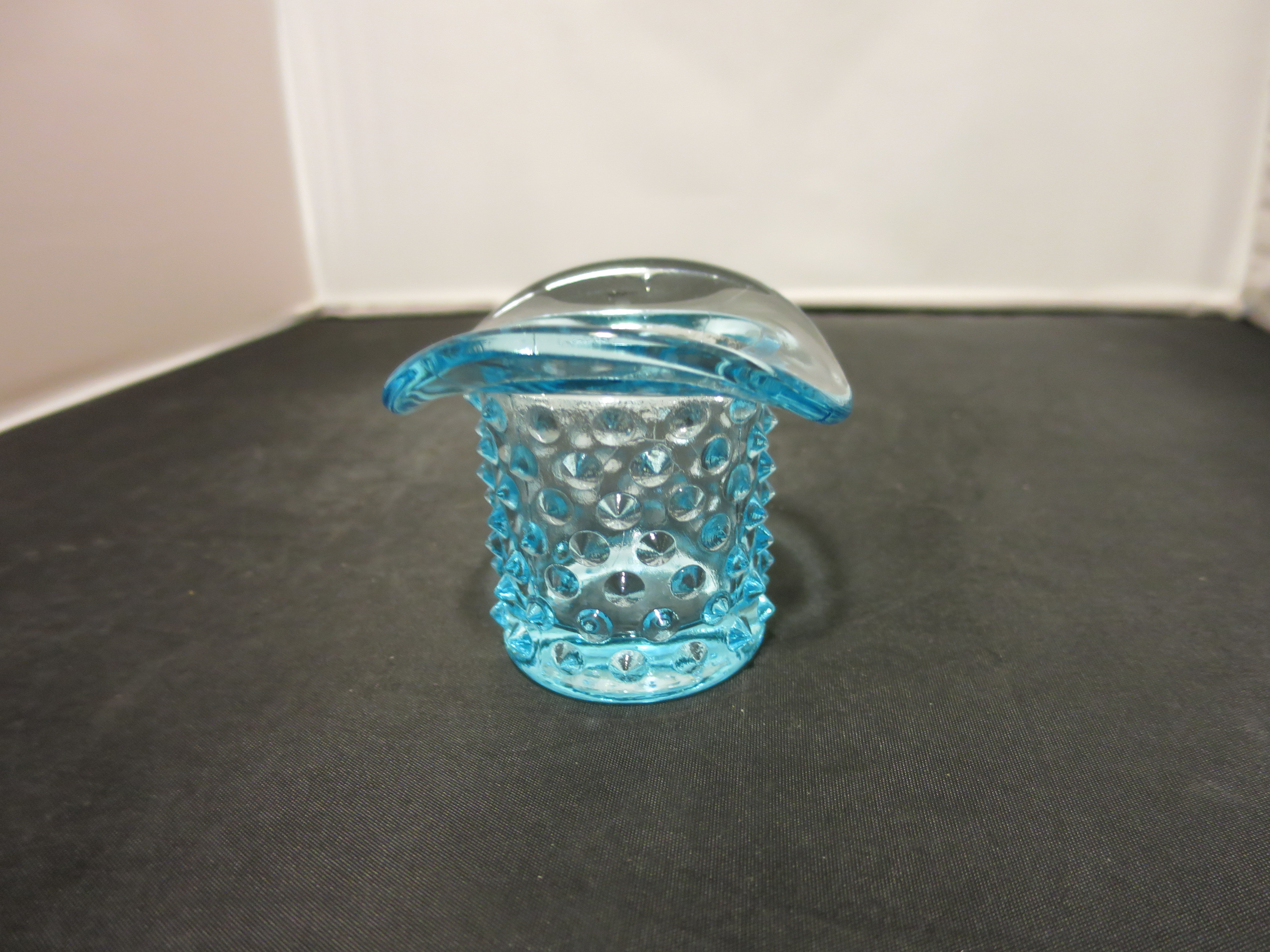Fenton Art Glass Blue Hobnail Top Hat light aqua blue