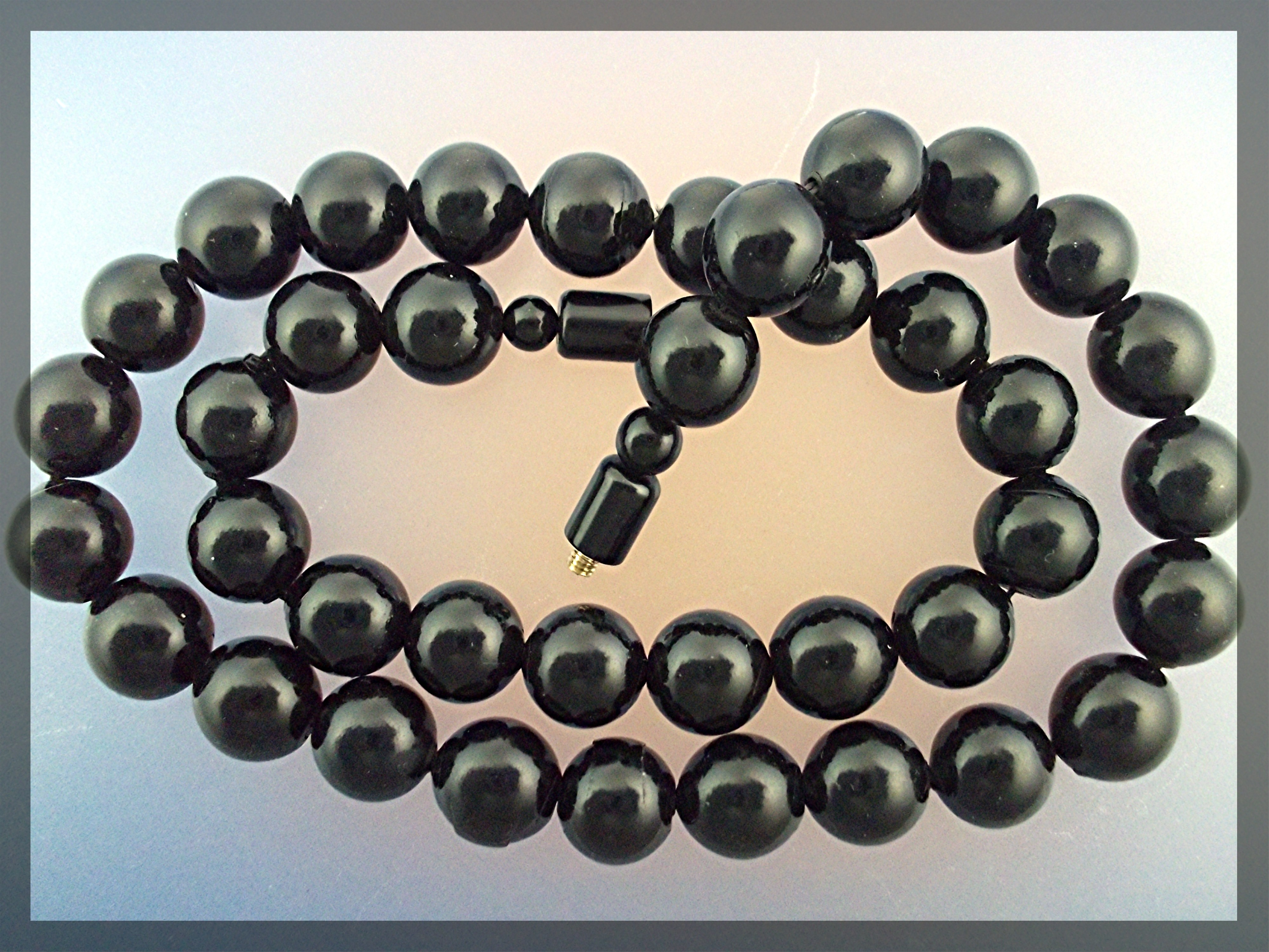 Necklace Black Coral Beads Hand Knotted