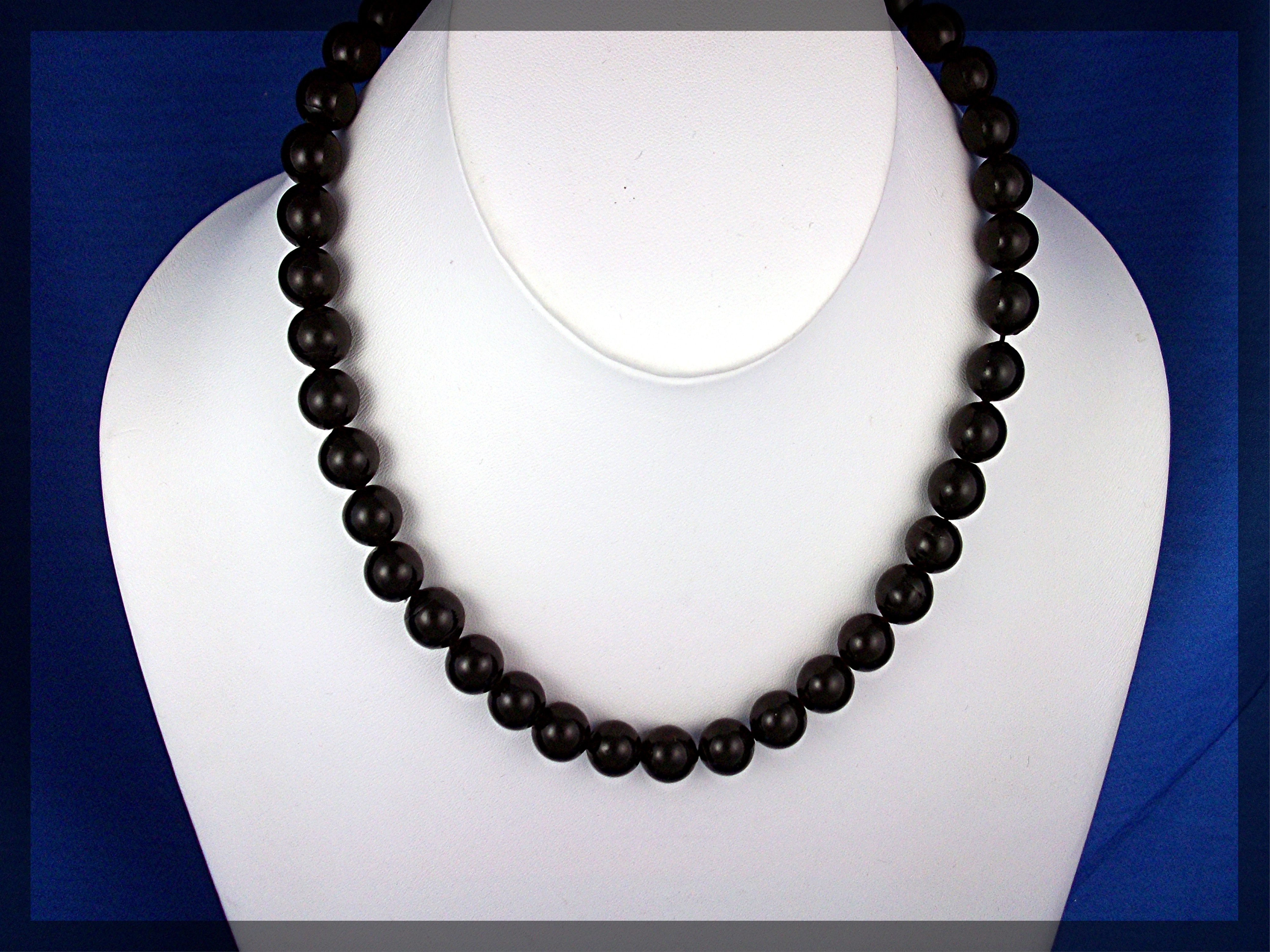 Necklace Black Coral Beads Hand Knotted