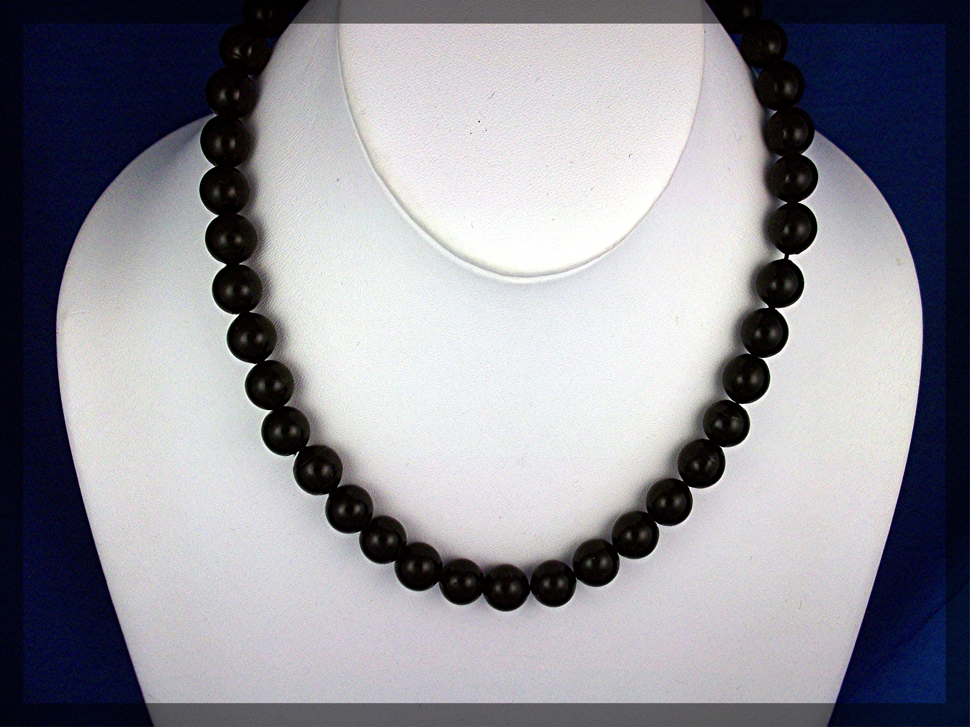 Necklace Black Coral Beads Hand Knotted