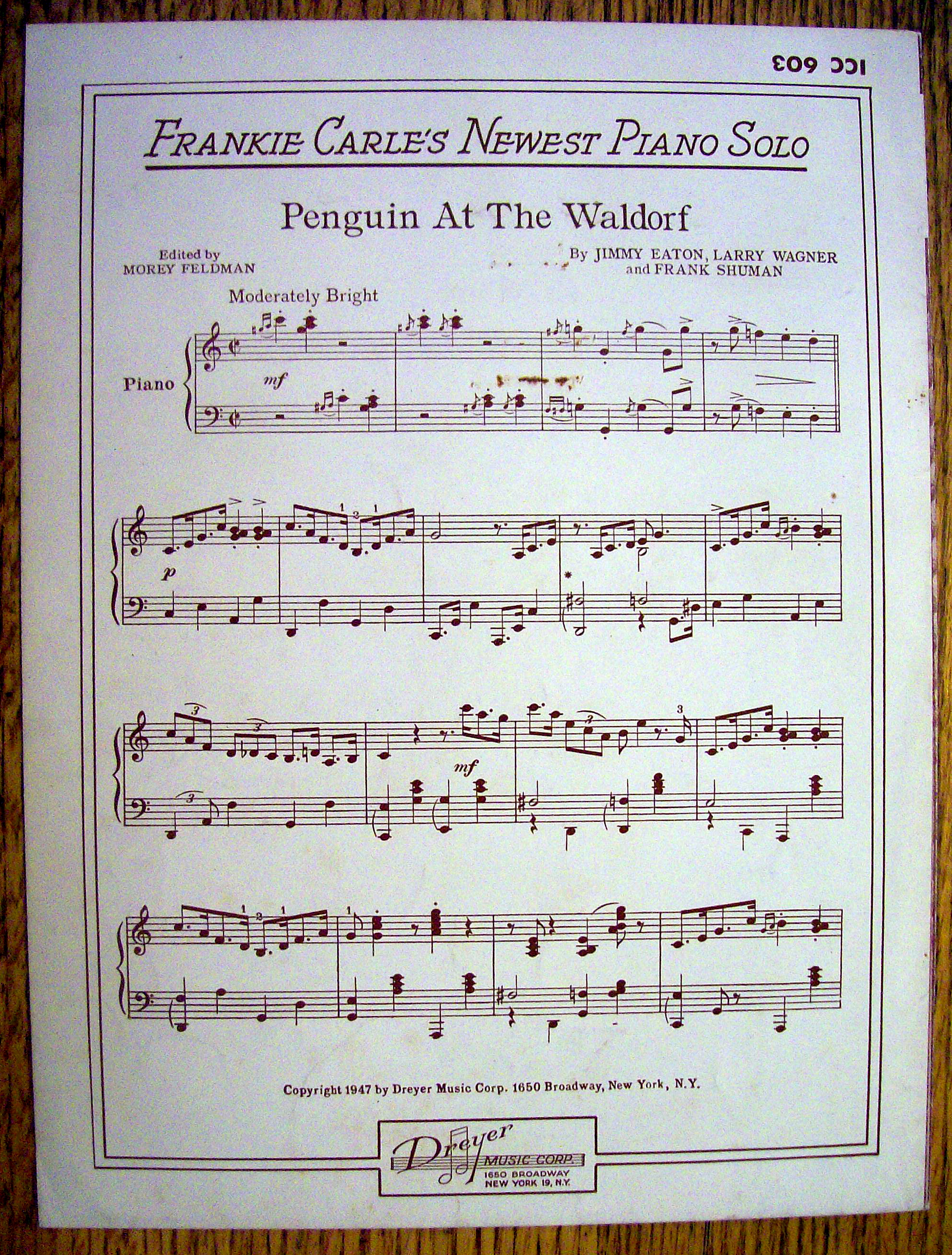 Sheet Music For 1948 You Can't Be True, Dear