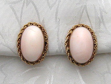 14K Gold and Angelskin Coral Clip Earrings