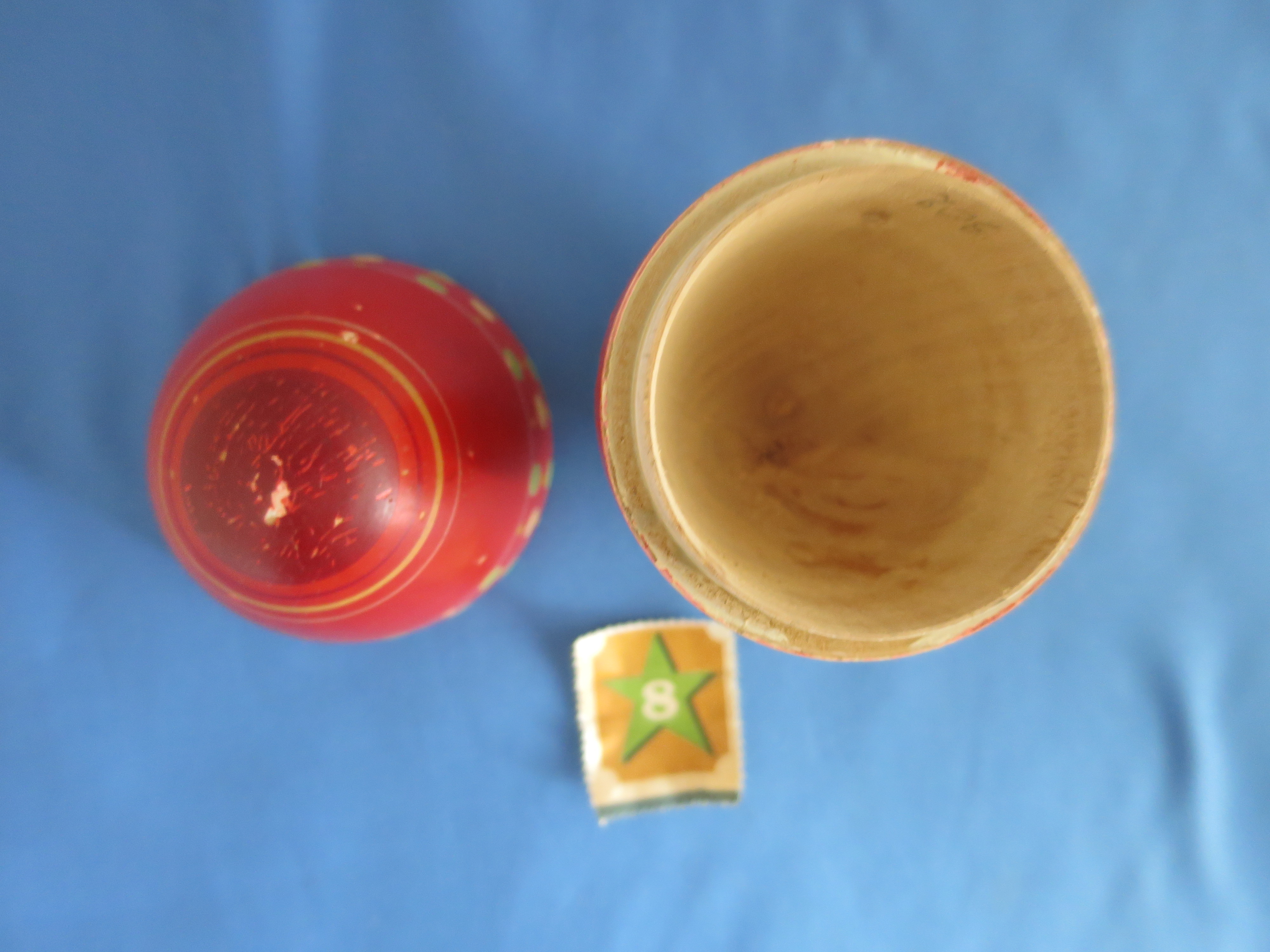 Egg Casket Footed Wooden Painted circa 1920s to 1930s