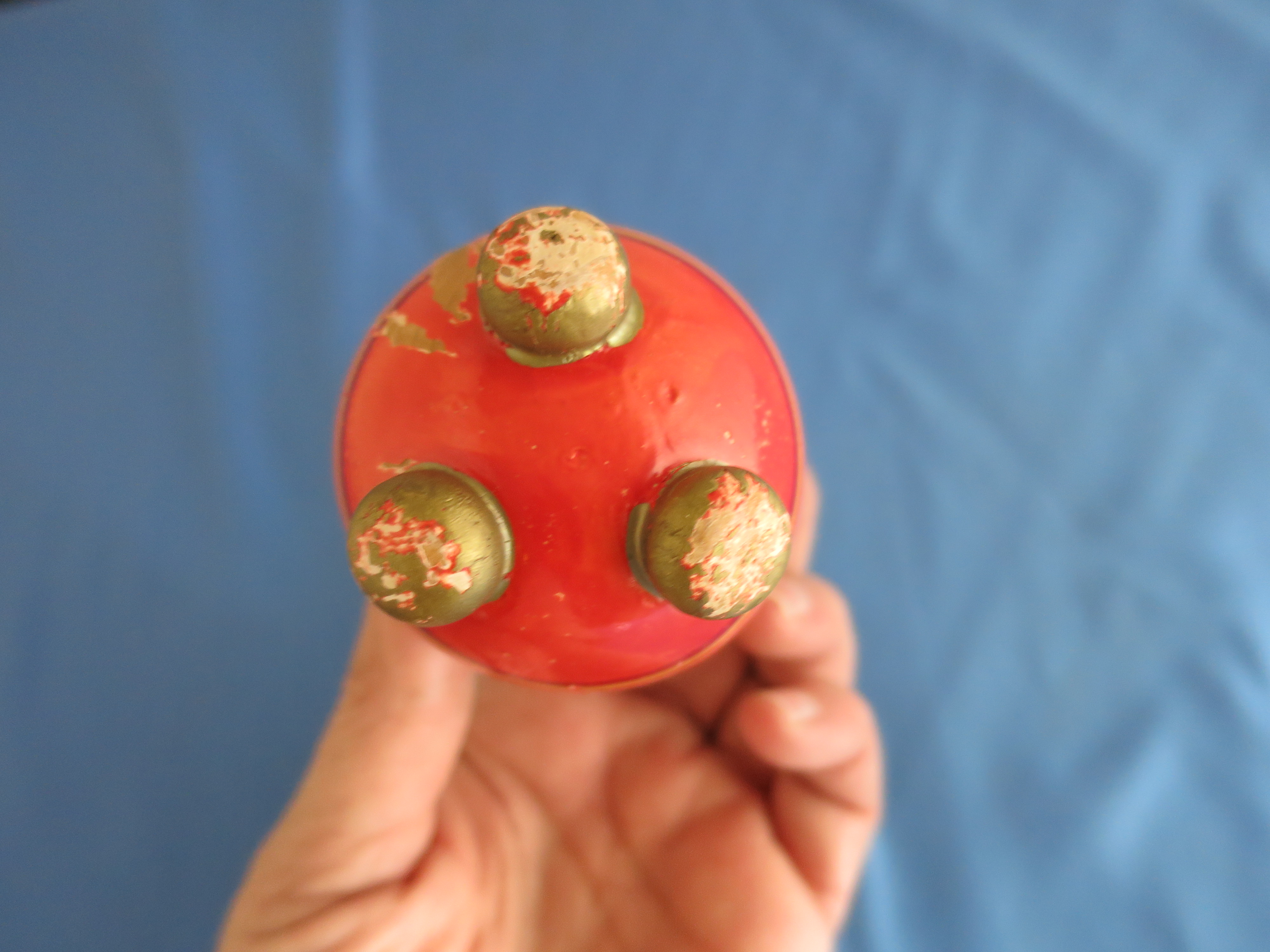 Egg Casket Footed Wooden Painted circa 1920s to 1930s