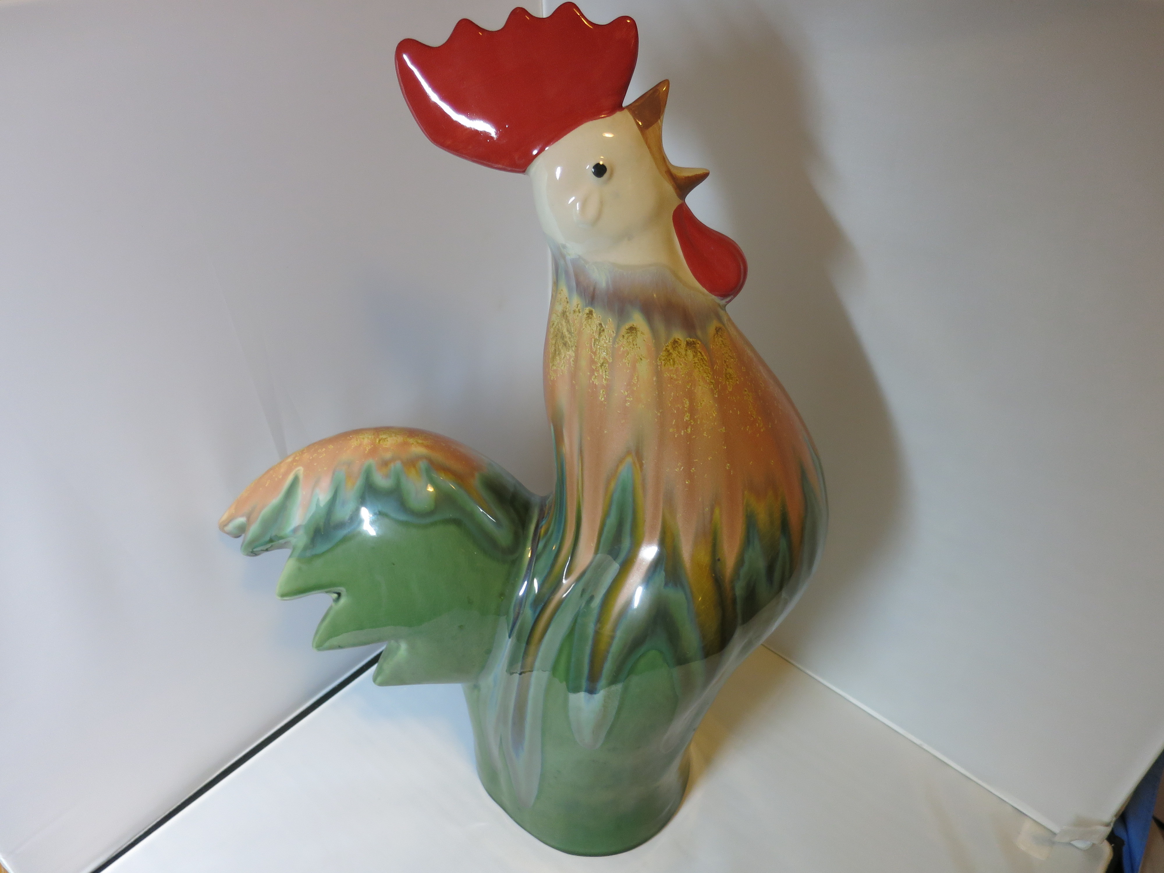 Rooster Figurine Statue by Home Goods Majolica looking 20 inch