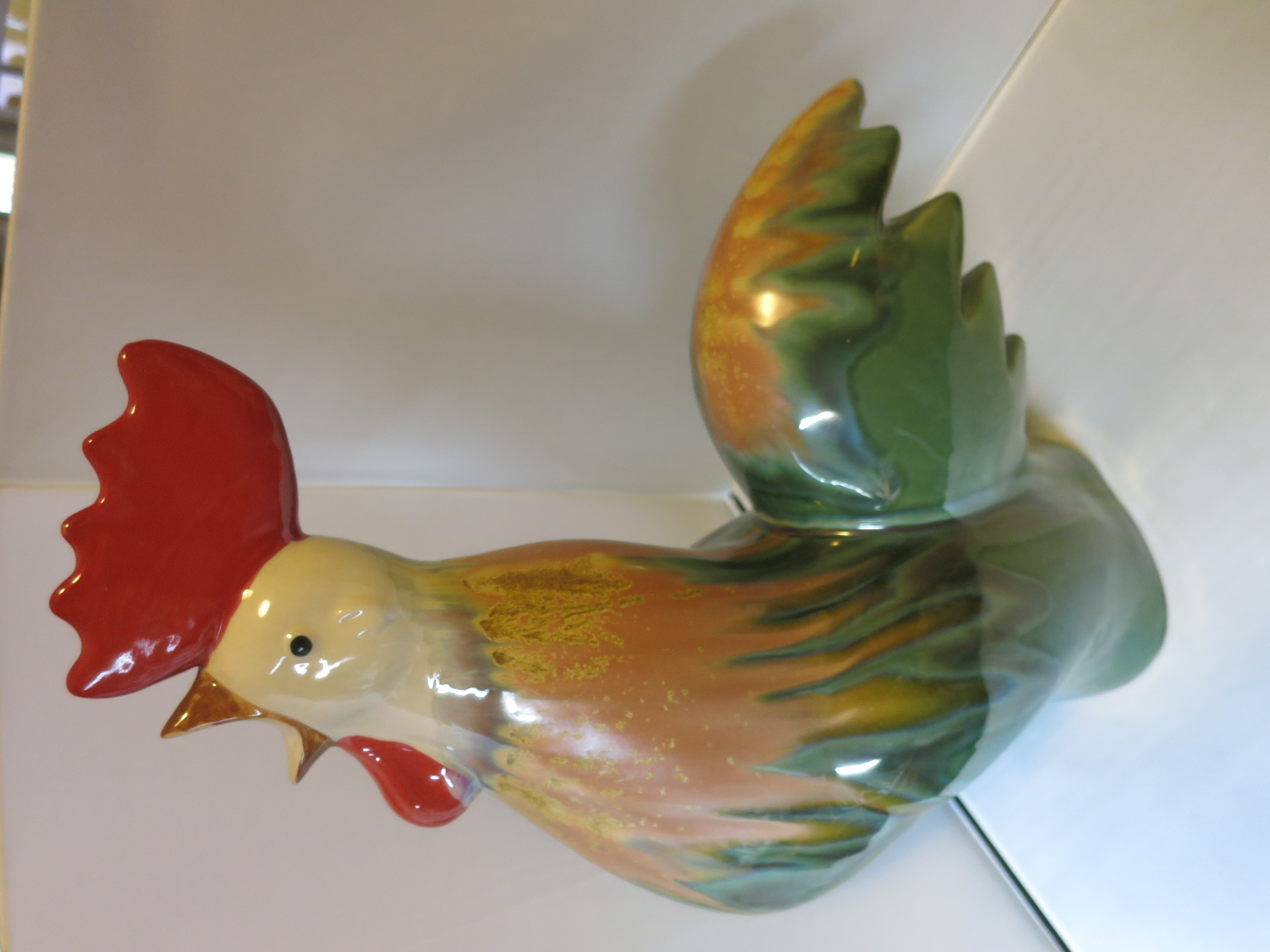 Rooster Figurine Statue by Home Goods Majolica looking 20 inch