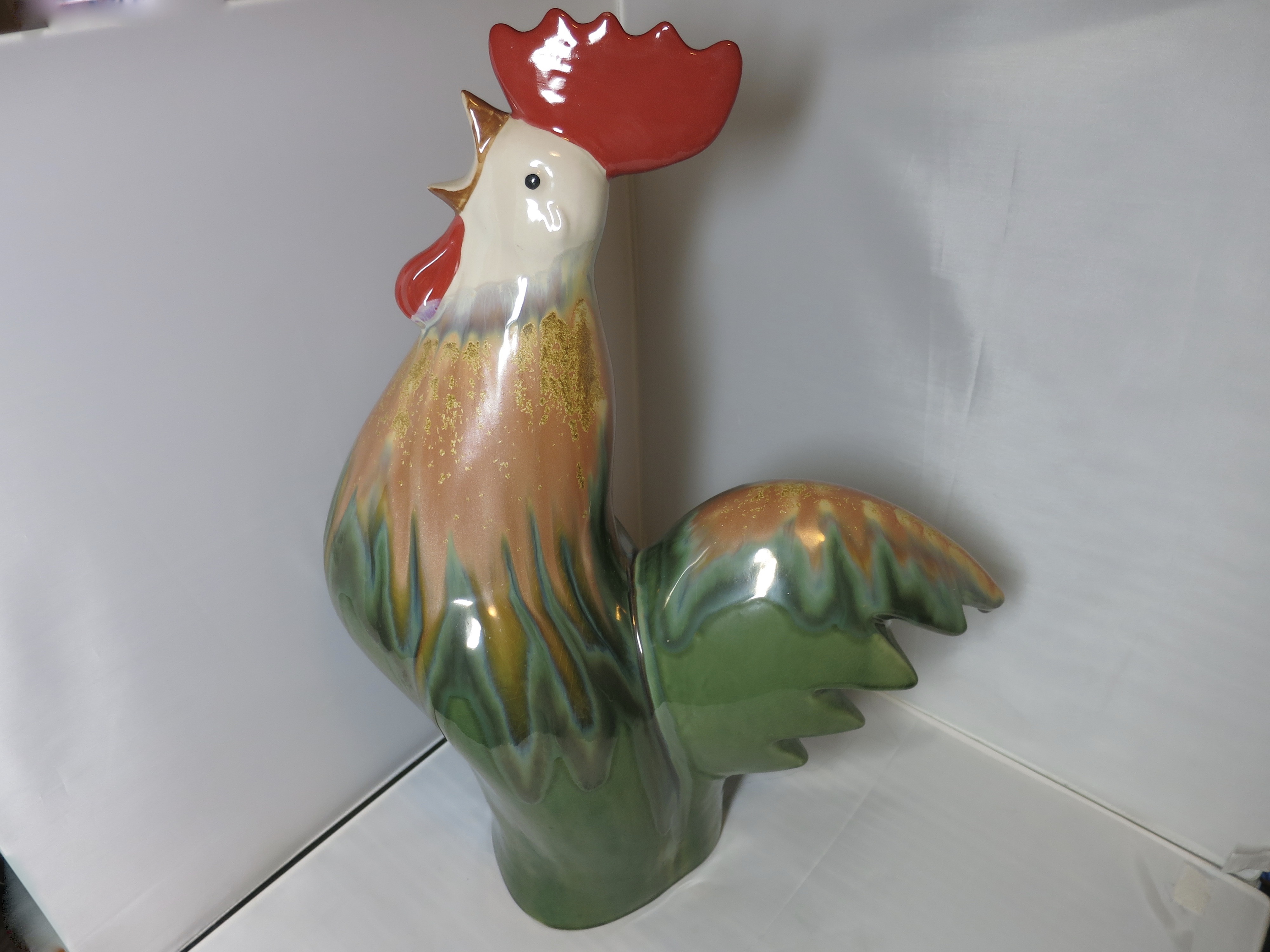 Rooster Figurine Statue by Home Goods Majolica looking 20 inch