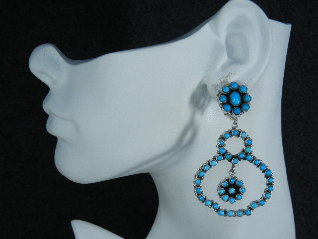 Navajo Sterling Silver Sleeping Beauty Turquoise Clip E