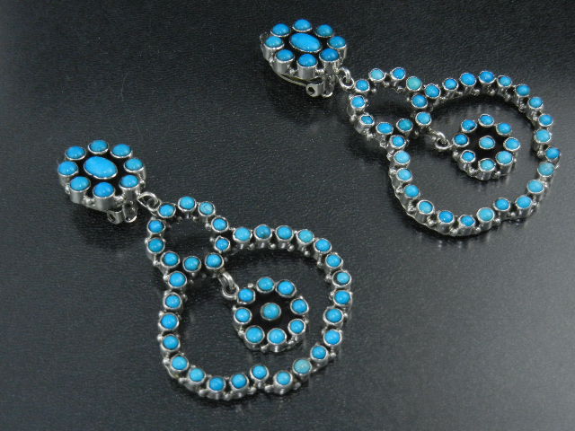Navajo Sterling Silver Sleeping Beauty Turquoise Clip E