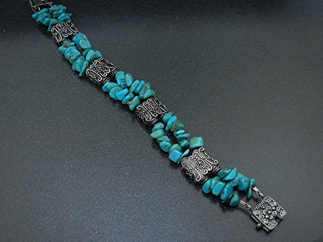 Silver and Turquoise 2 Strand Bracelet