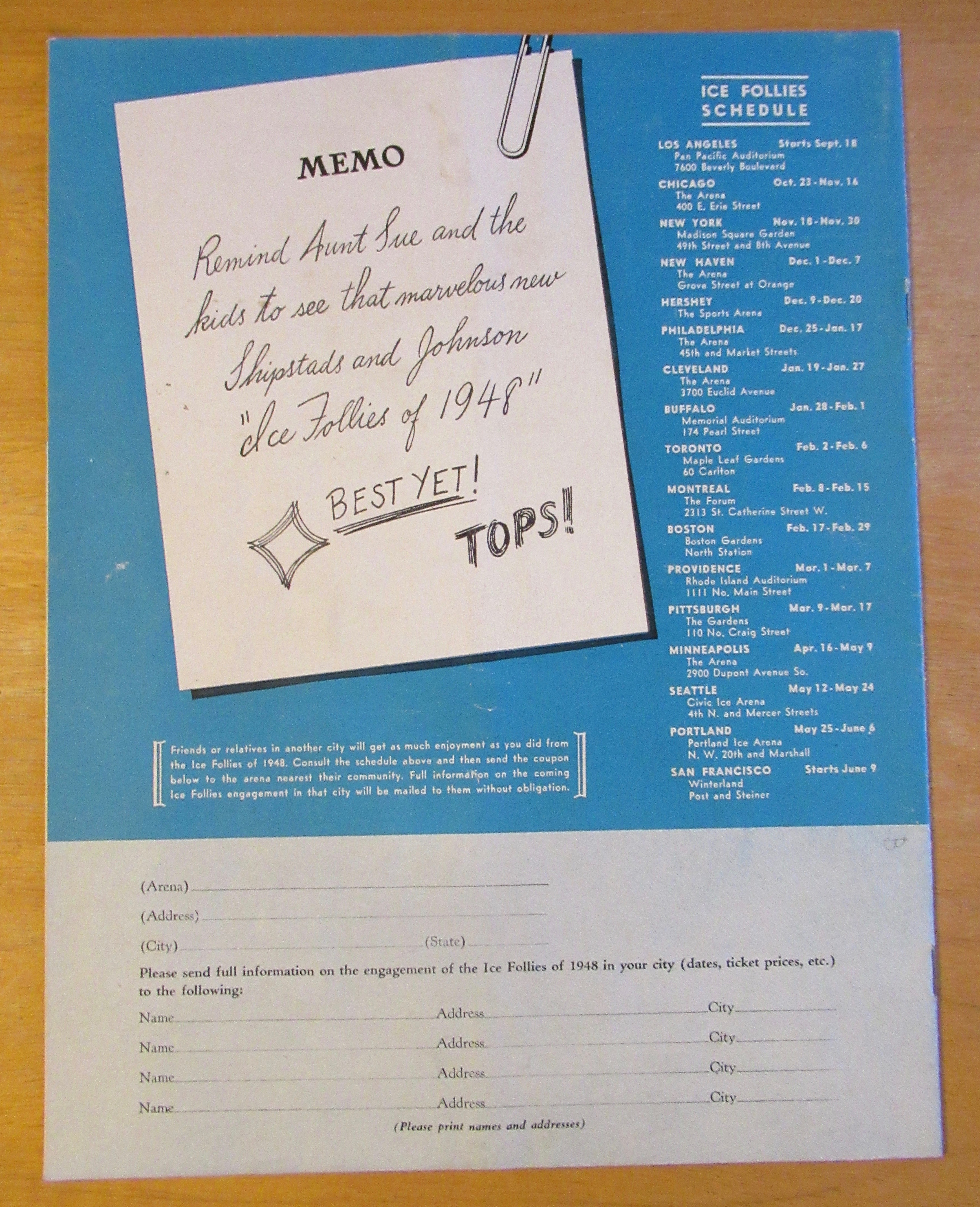 Original 1948 Shipstads & Johnson Ice Follies Program