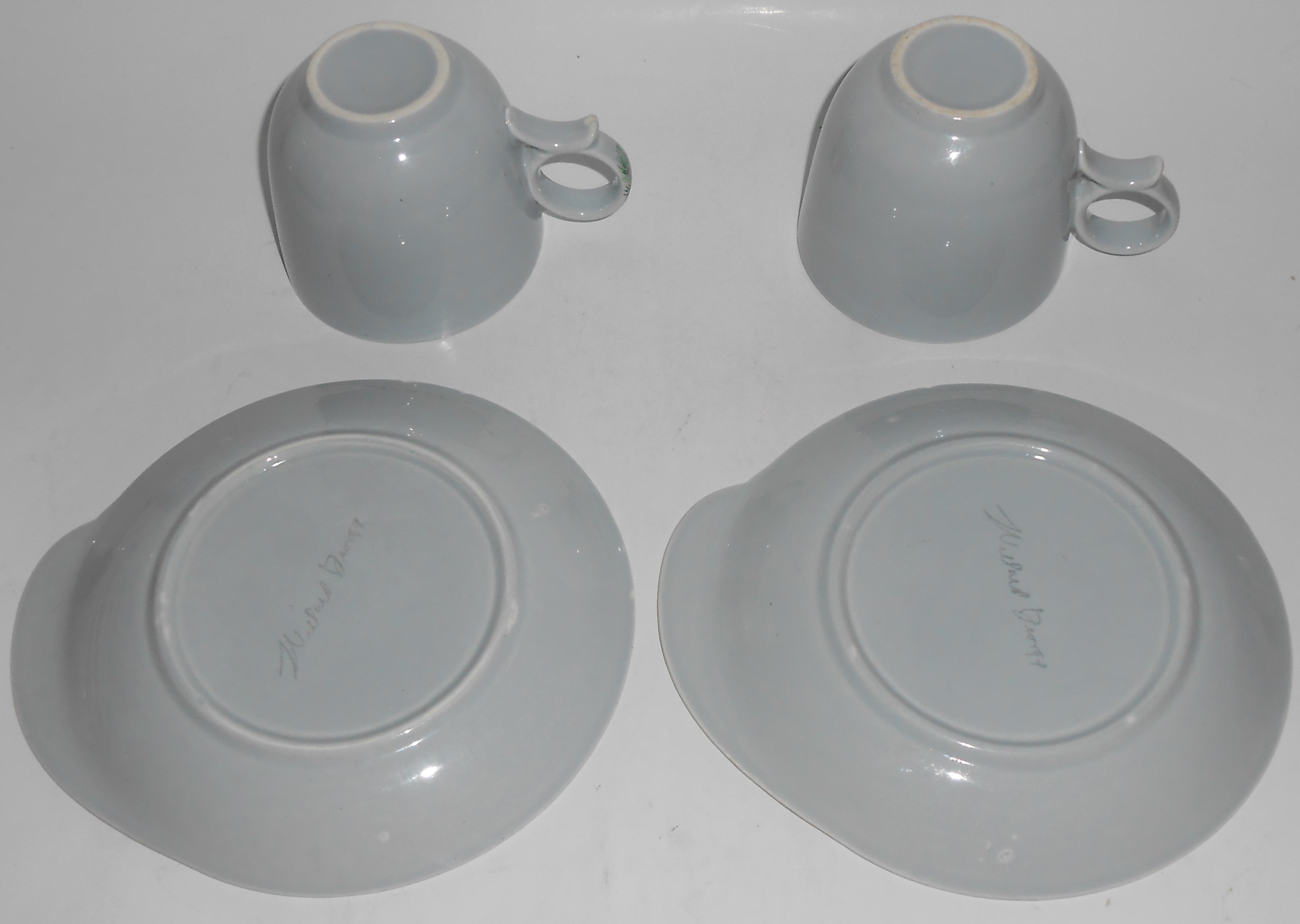 Canonsburg China Willard George Pine 2 Cup/Saucer Set