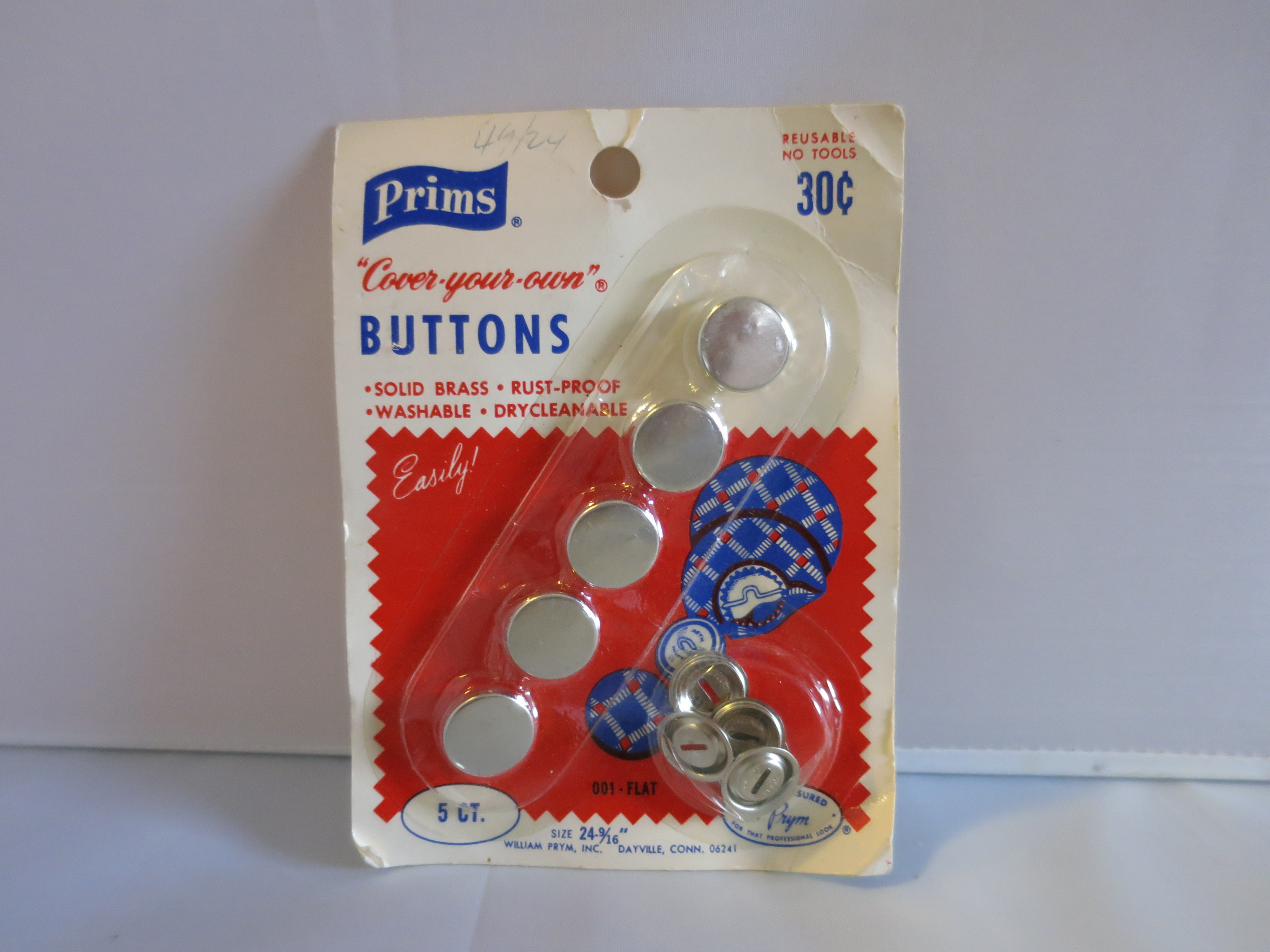 Vintage Prims Cover Your Own Buttons Solid Brass rust proof