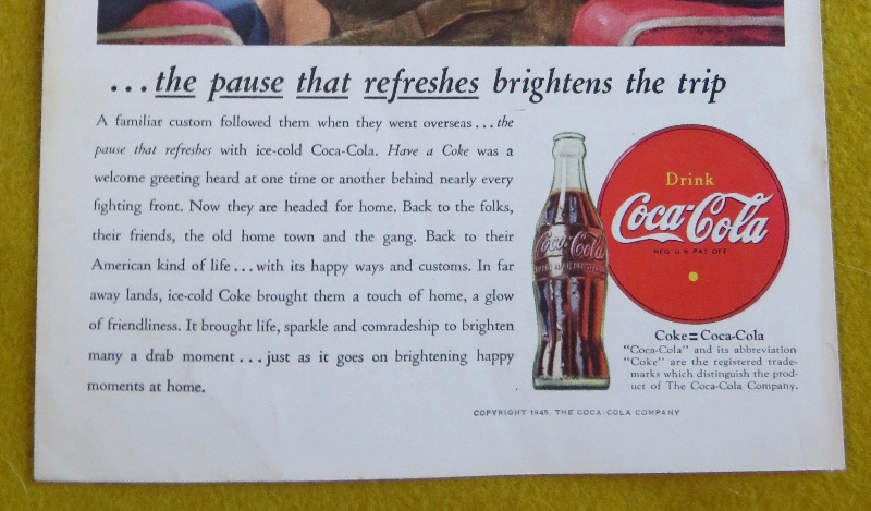 1946 Coca Cola (Coke) With Soldier Playing Violin While Other Soldiers Sing