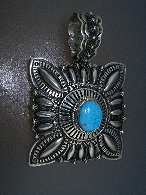 Darryl Becenti RIP Sterling Silver Turquoise Pendant