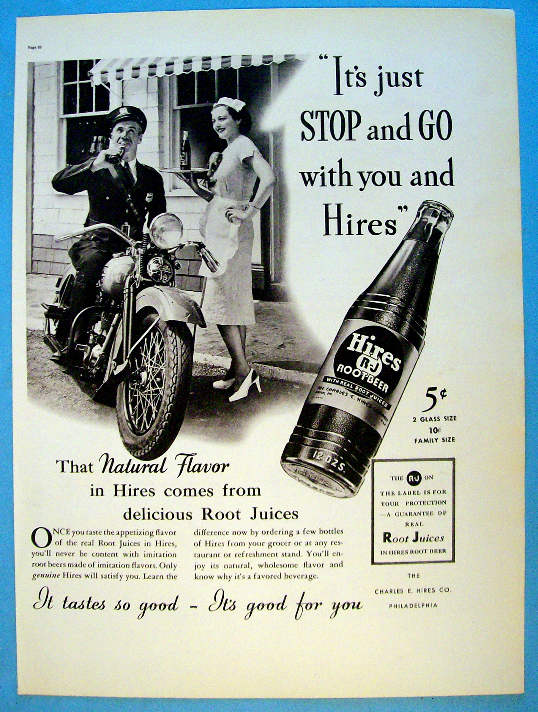 1937 Hires Root Beer with Waitress & Policeman