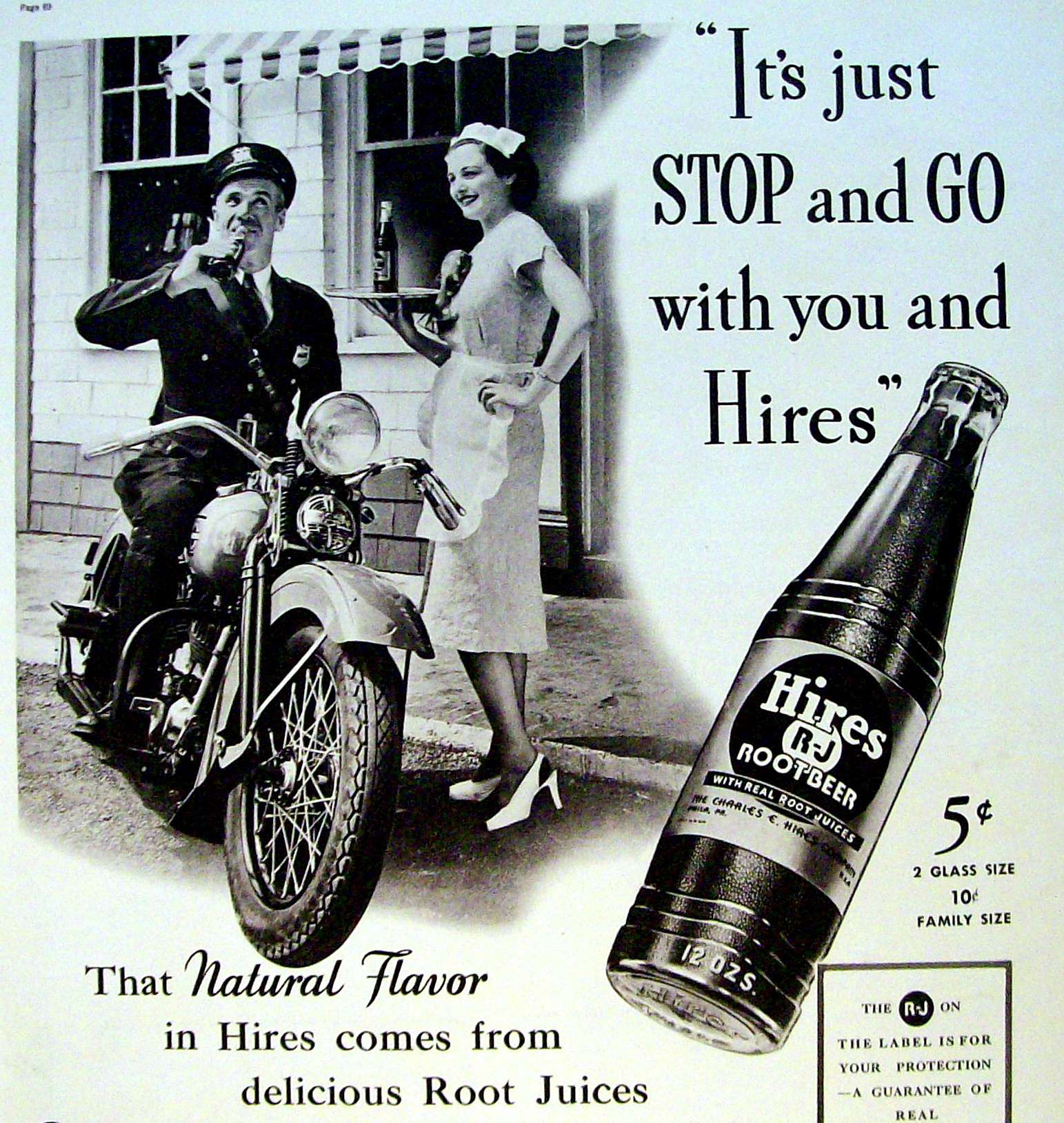 1937 Hires Root Beer with Waitress & Policeman