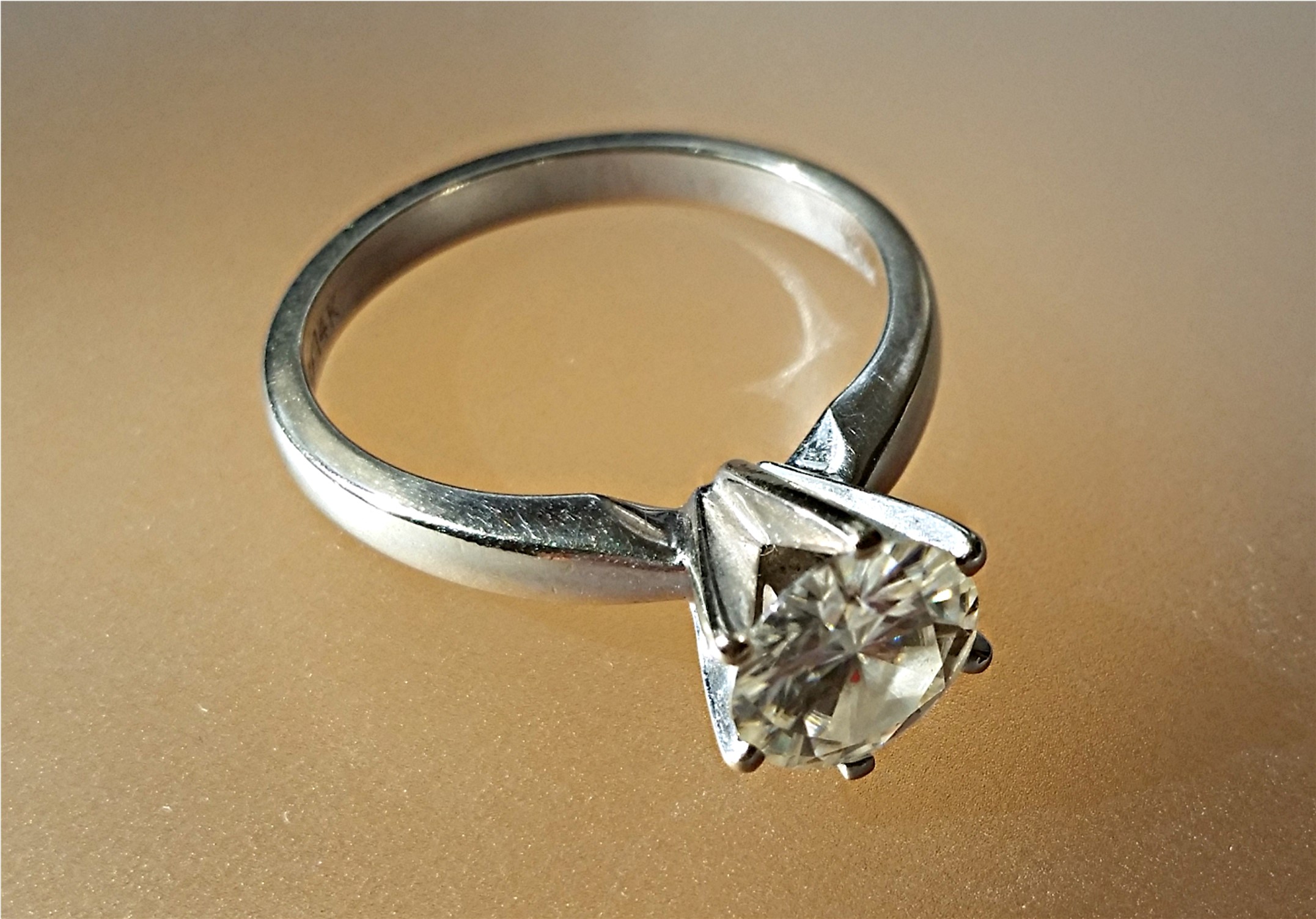 14K Gold Moissanite Tiffany Set 6 Prong Ring