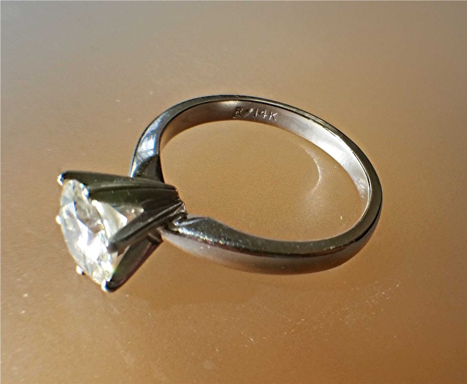 14K Gold Moissanite Tiffany Set 6 Prong Ring