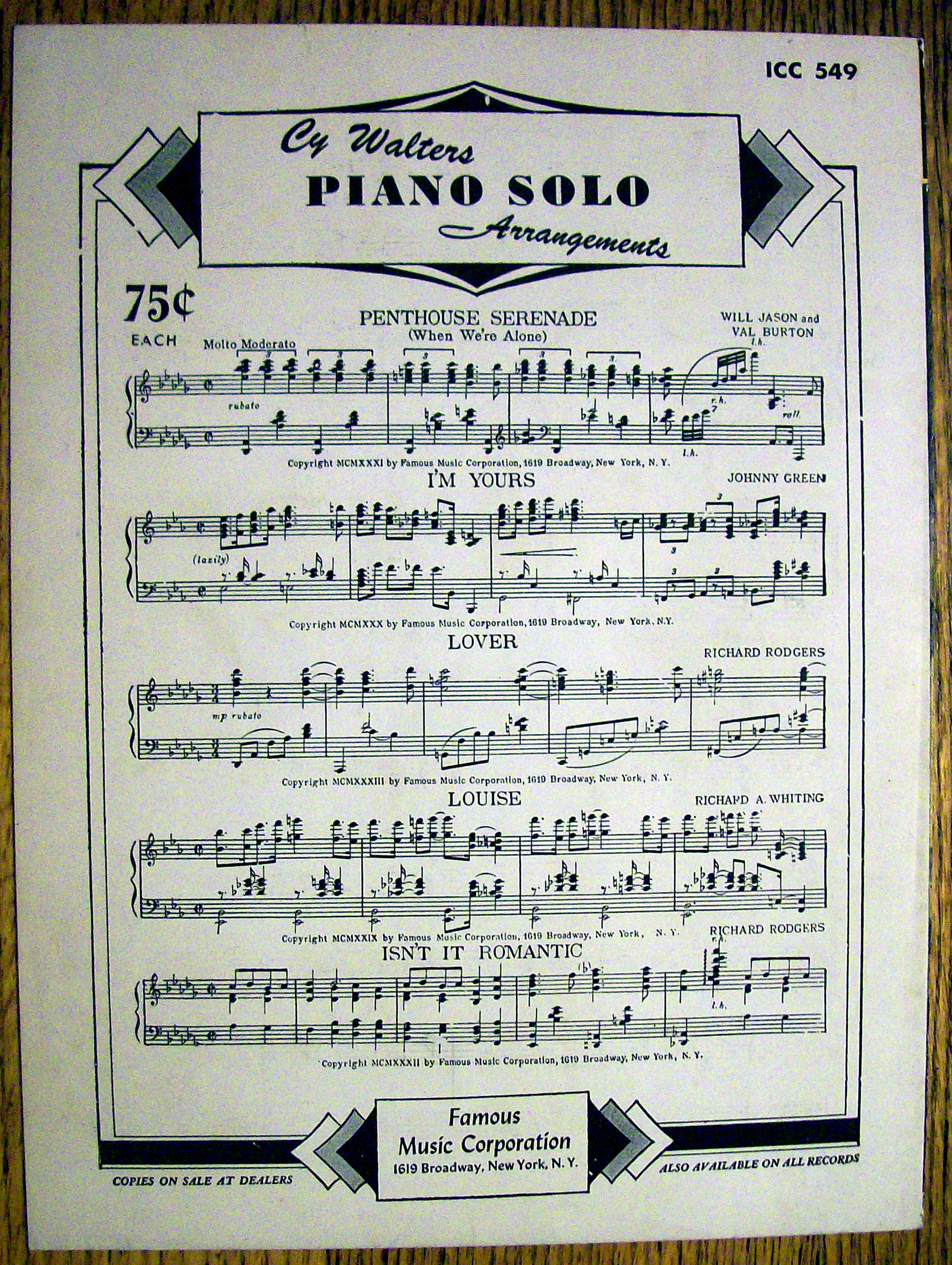Sheet Music For 1947 Tallahassee (Variety Girl)