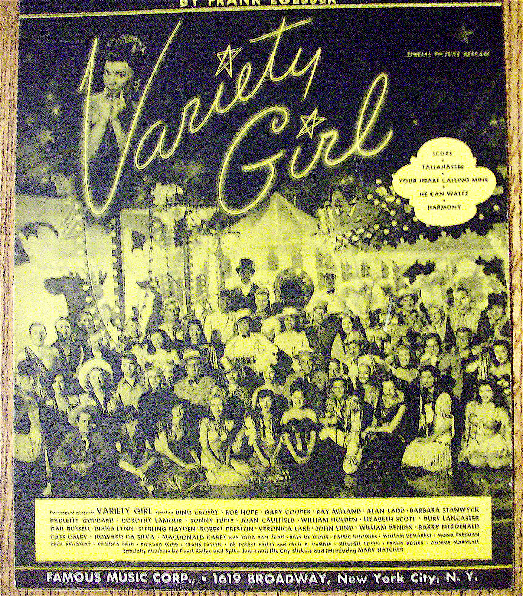 Sheet Music For 1947 Tallahassee (Variety Girl)