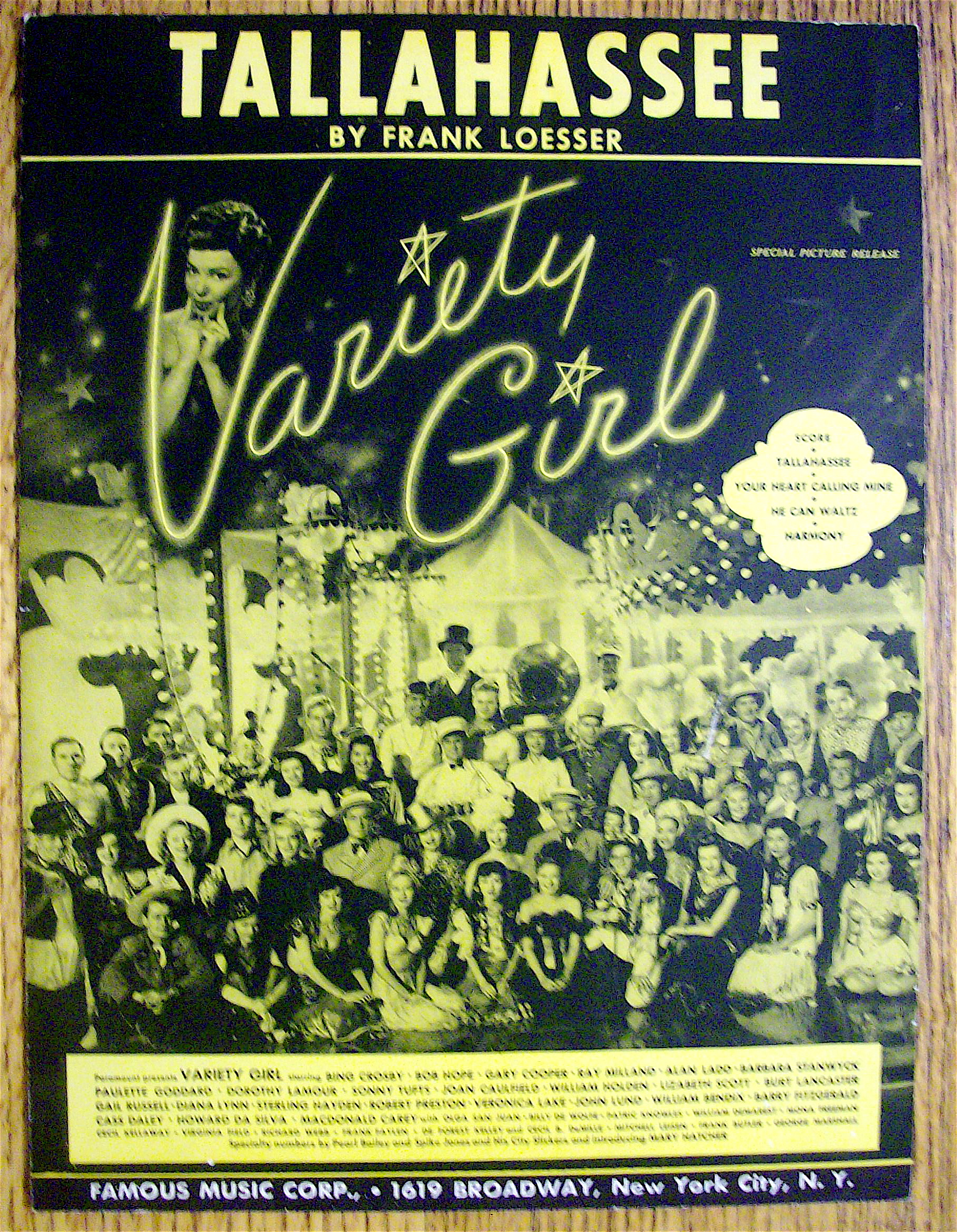 Sheet Music For 1947 Tallahassee (Variety Girl)