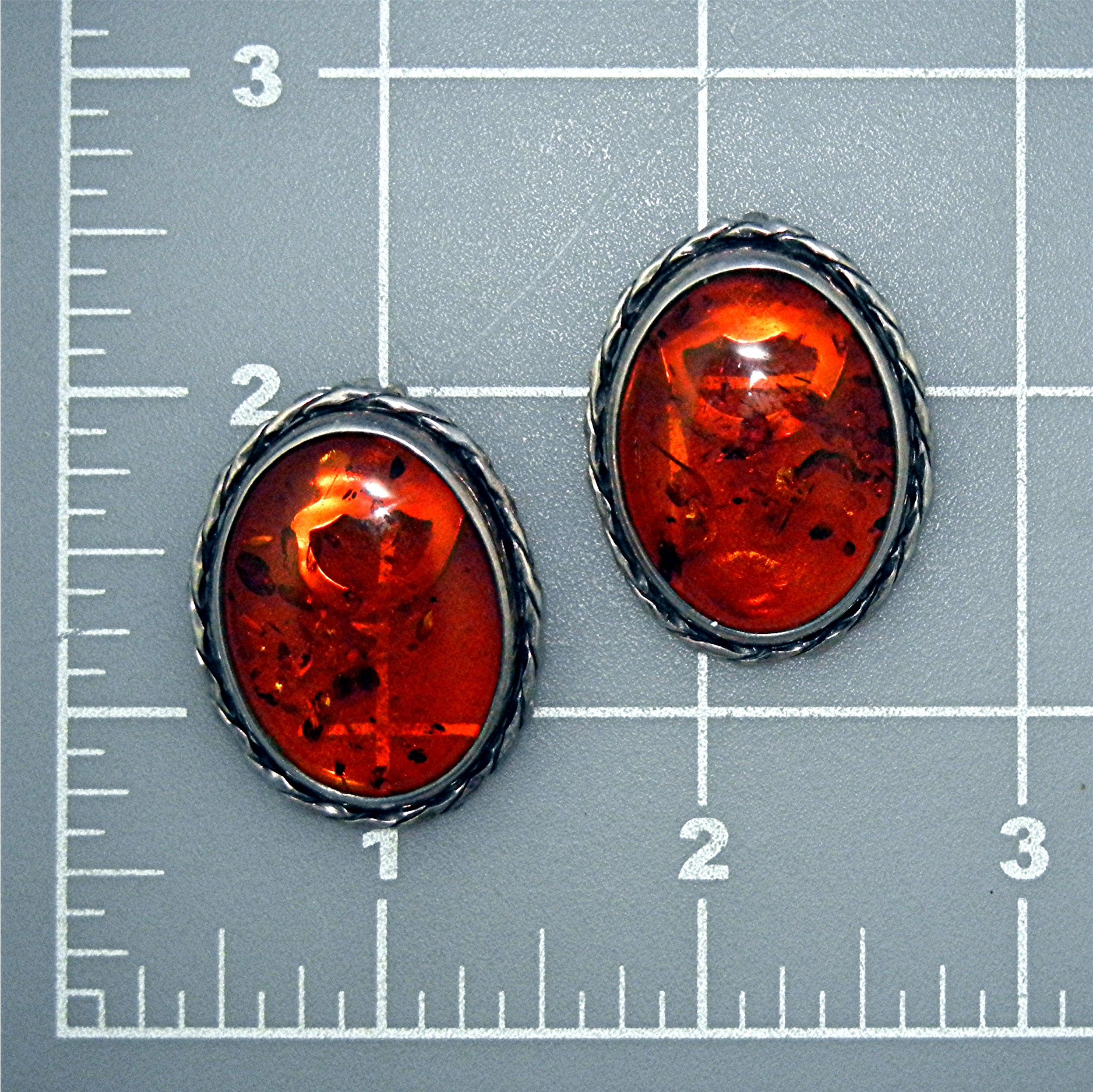 Baltic Amber Sterling Silver Large Clip Earrings