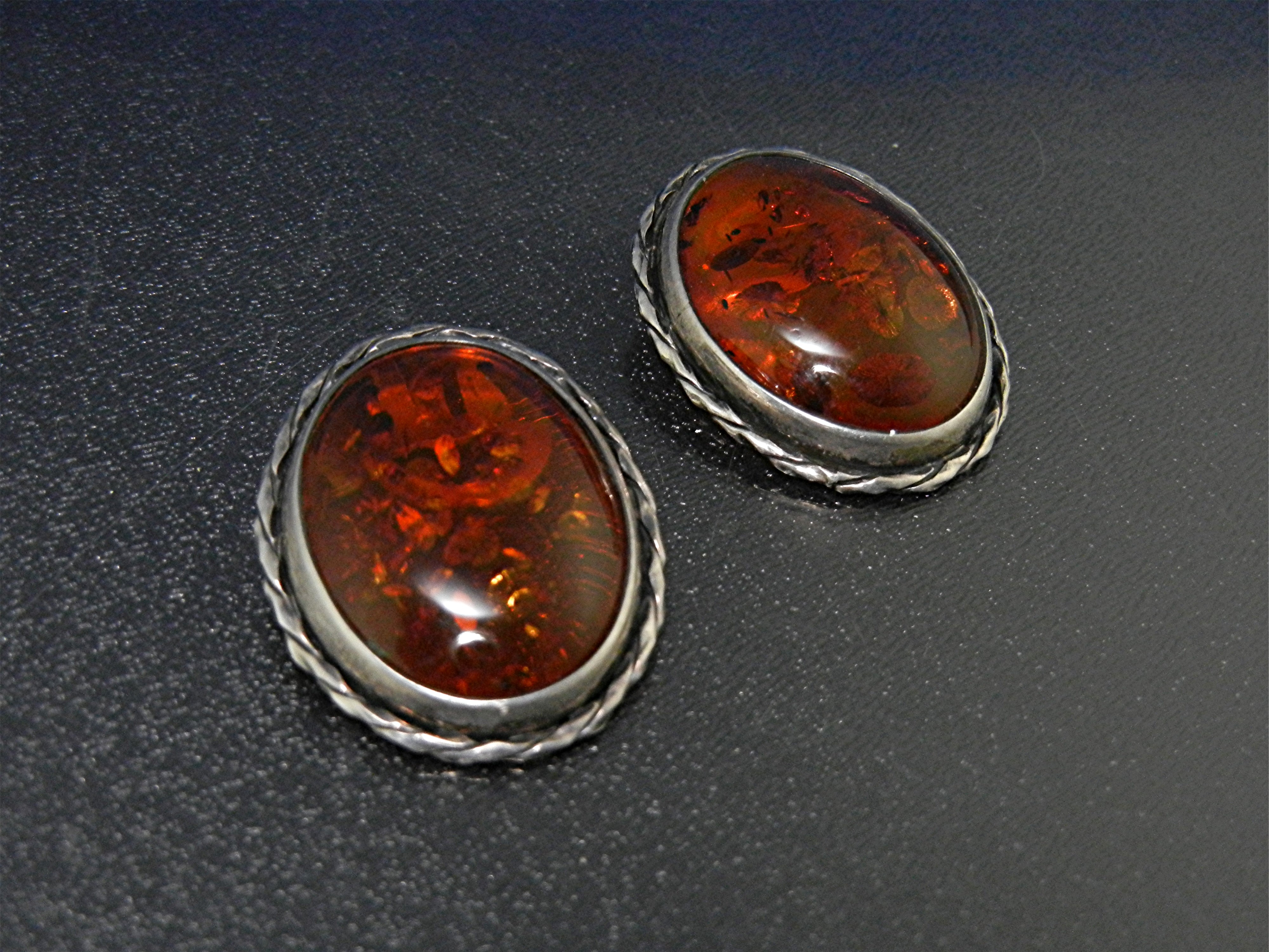 Baltic Amber Sterling Silver Large Clip Earrings