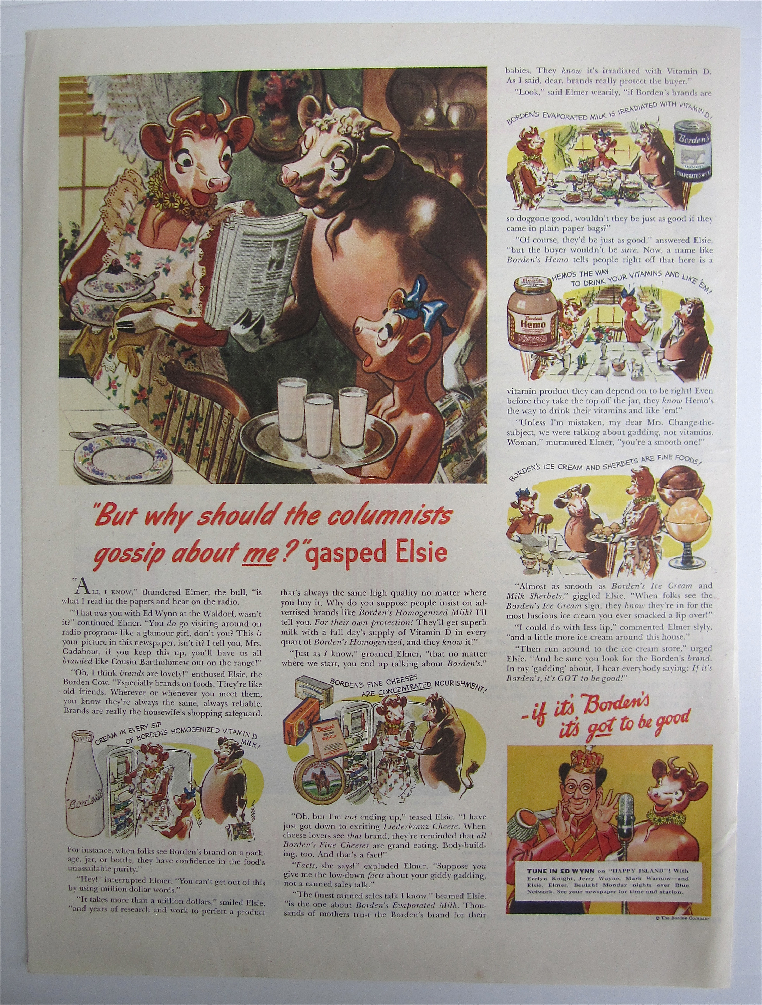 1945 Borden's Milk with Elsie The Cow & Family