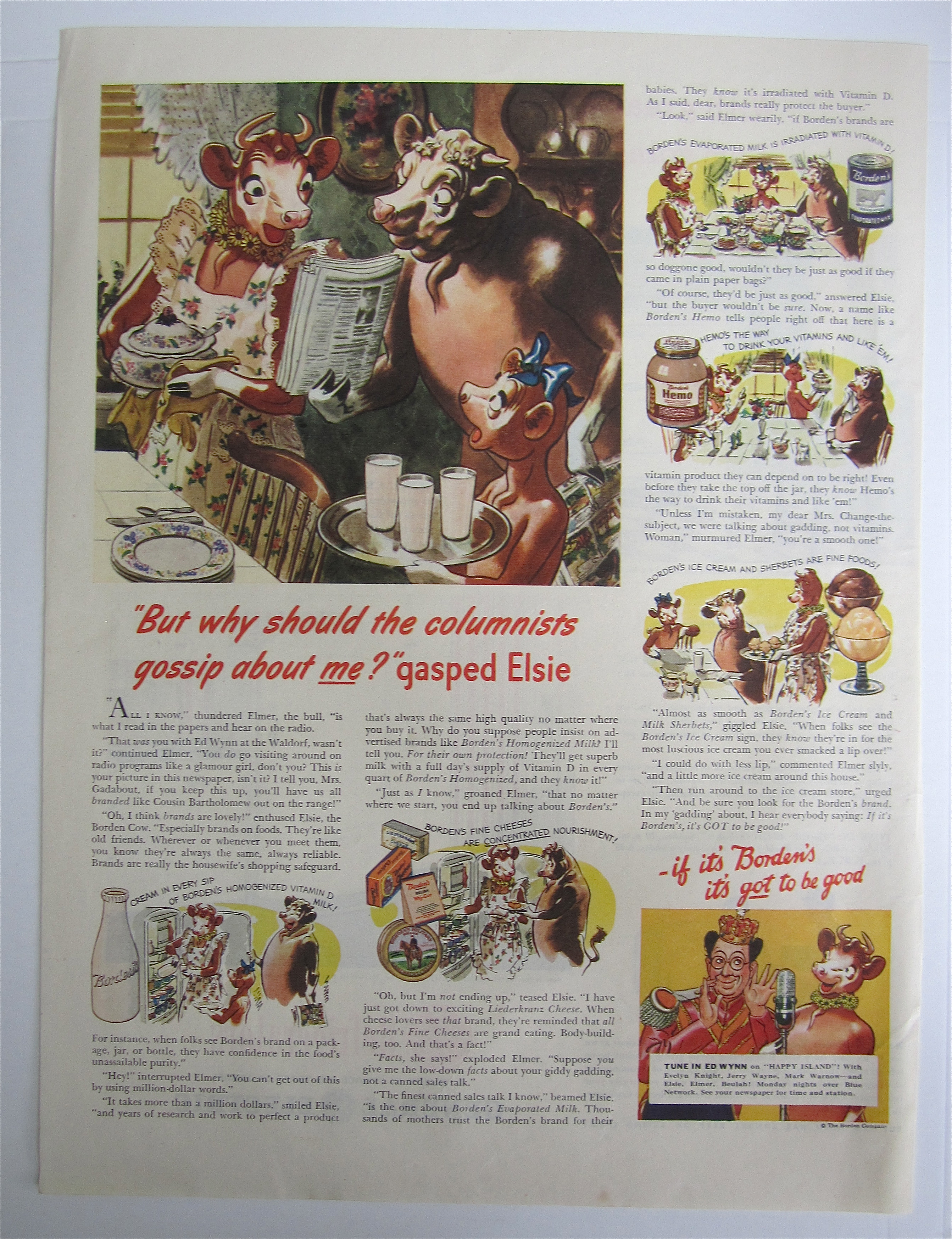 1945 Borden's Milk with Elsie The Cow & Family