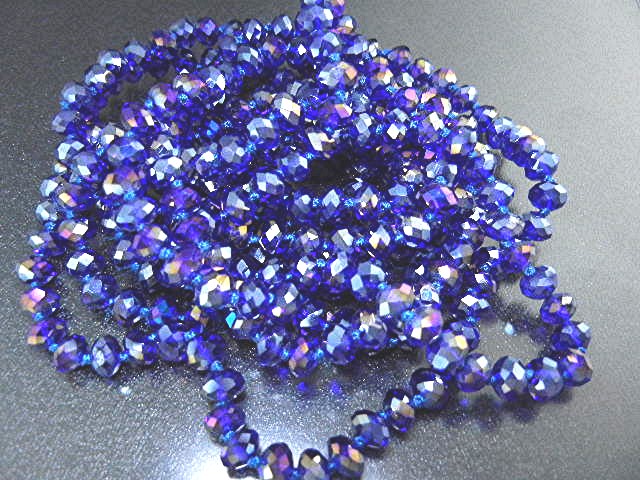 Crystal Bright Blue Irridescent Faceted Knotted Neckla