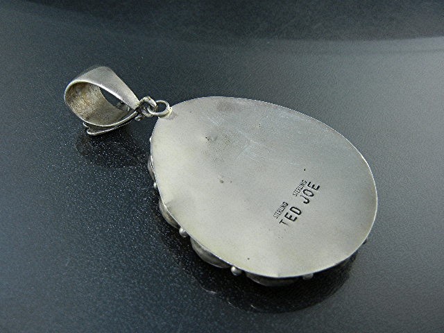 Navajo Baltic Amber Sterling Silver Pendant Ted Joe