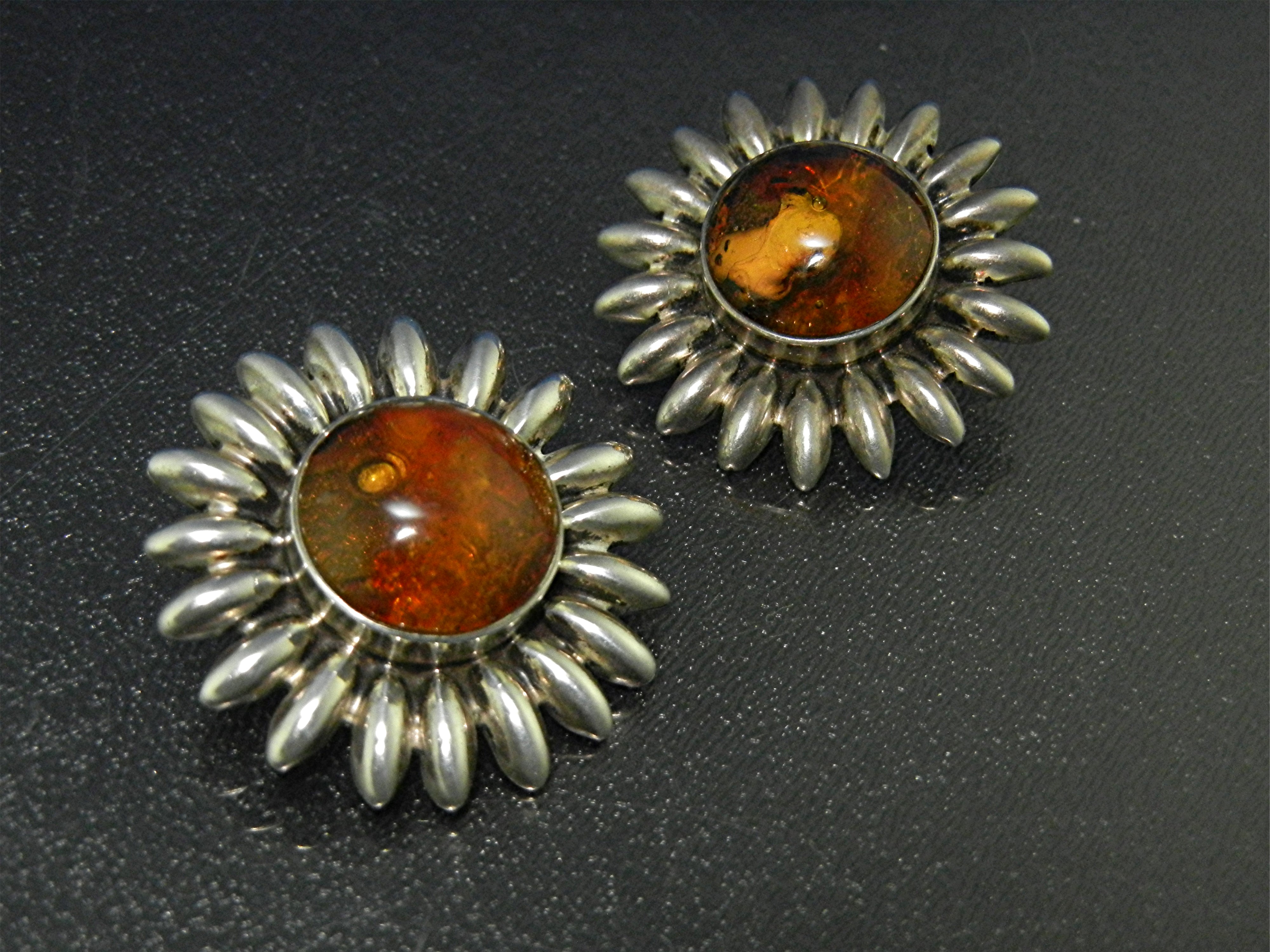 Baltic Amber Sterling Silver Large Clip Earrings