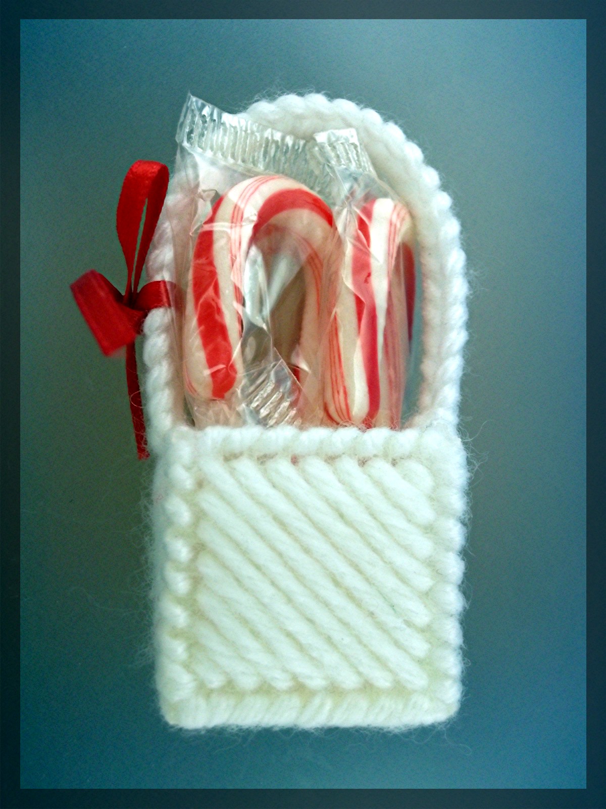 Christmas tree ornament hand made basket with candy