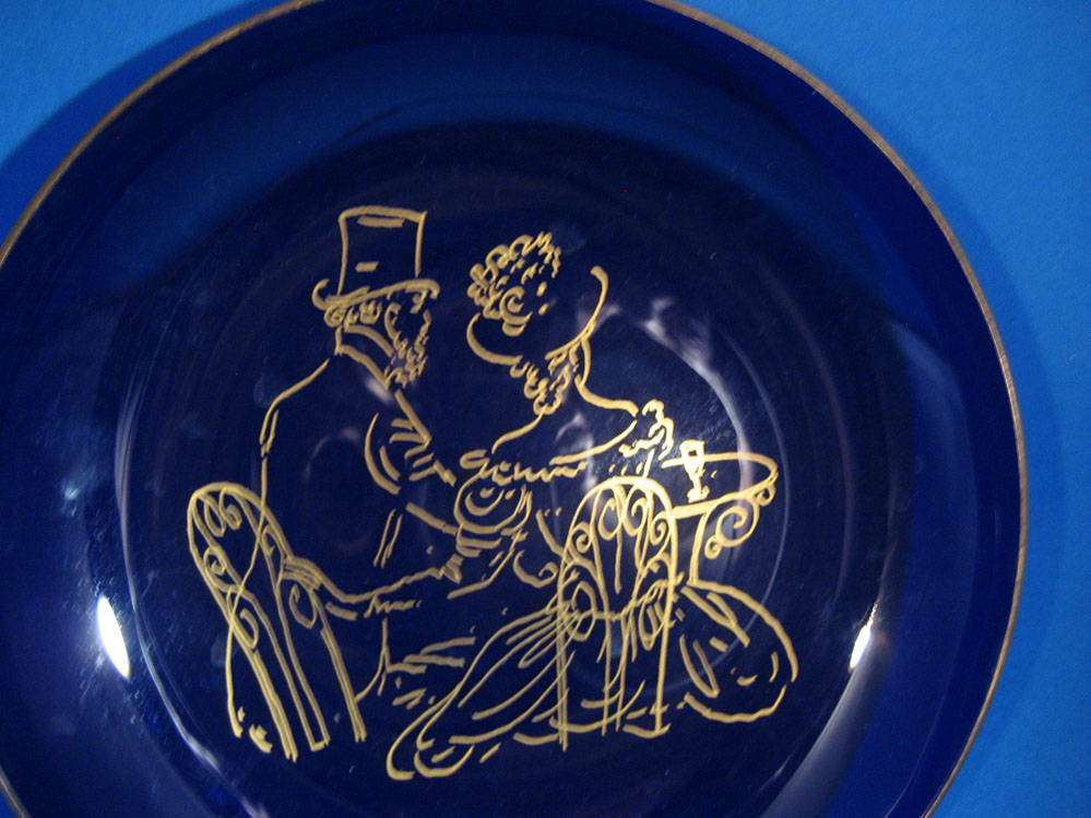 Colbalt Blue Victorian Couple Bowl