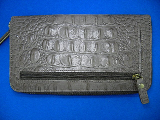 Brahmin Taupe Leather Zip Around Wallet