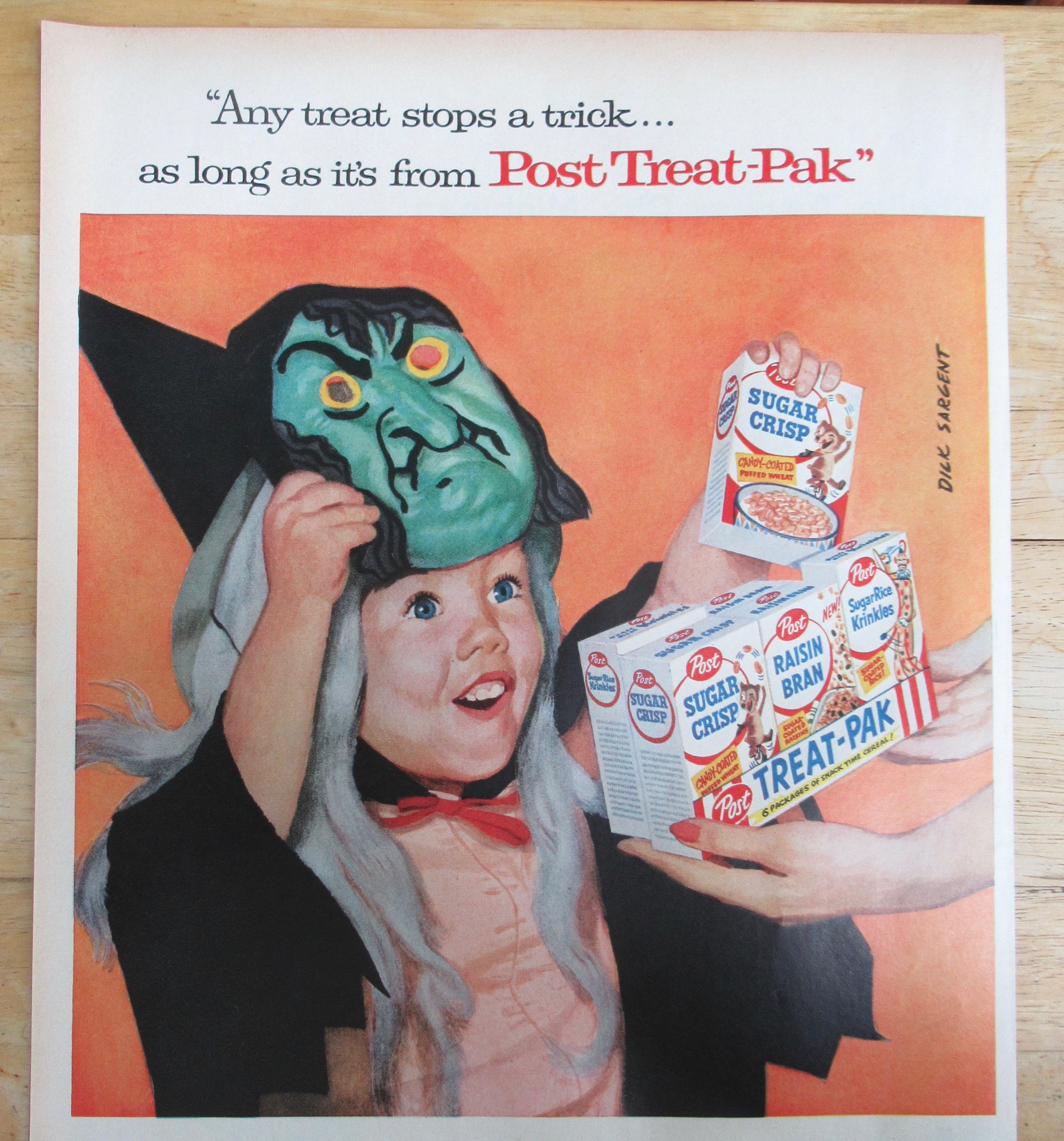 1957 Post Treat Pak Cereal w Girl By Dick Sargent