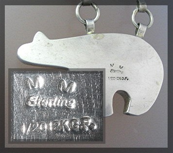 NecklaceSterling Silver and Gold Signed MM Bear