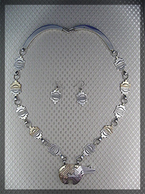 NecklaceSterling Silver and Gold Signed MM Bear