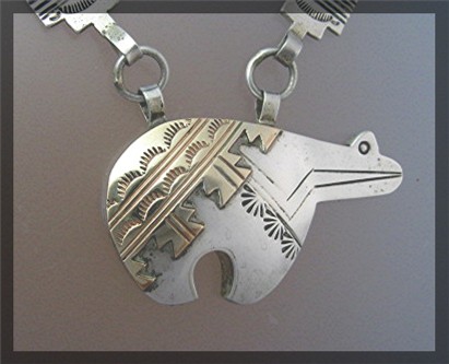 NecklaceSterling Silver and Gold Signed MM Bear